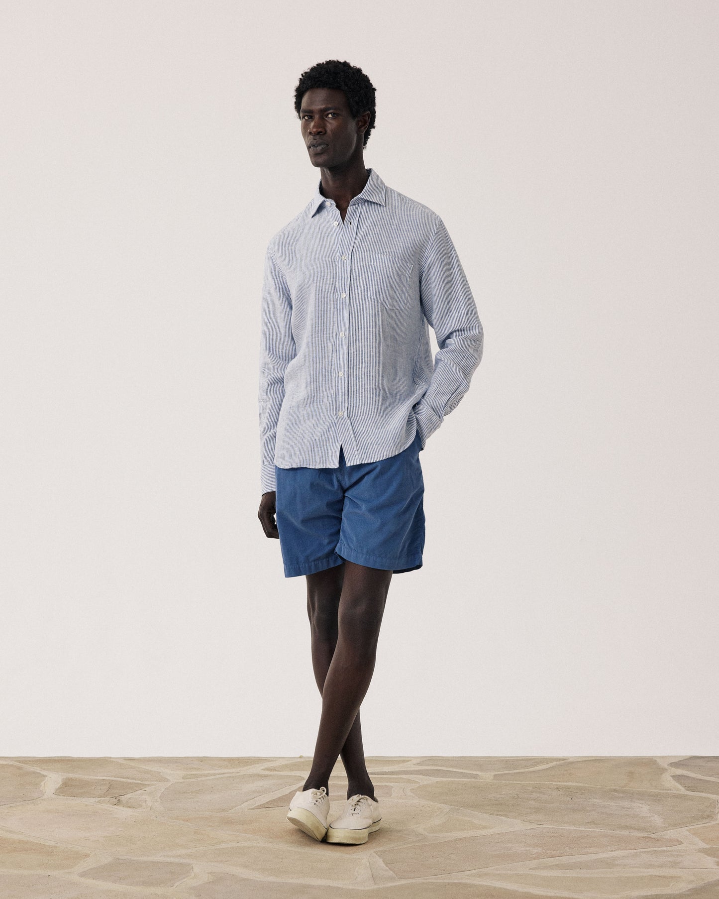 Chemise Homme en Lin à rayures bleues et blanches Paul