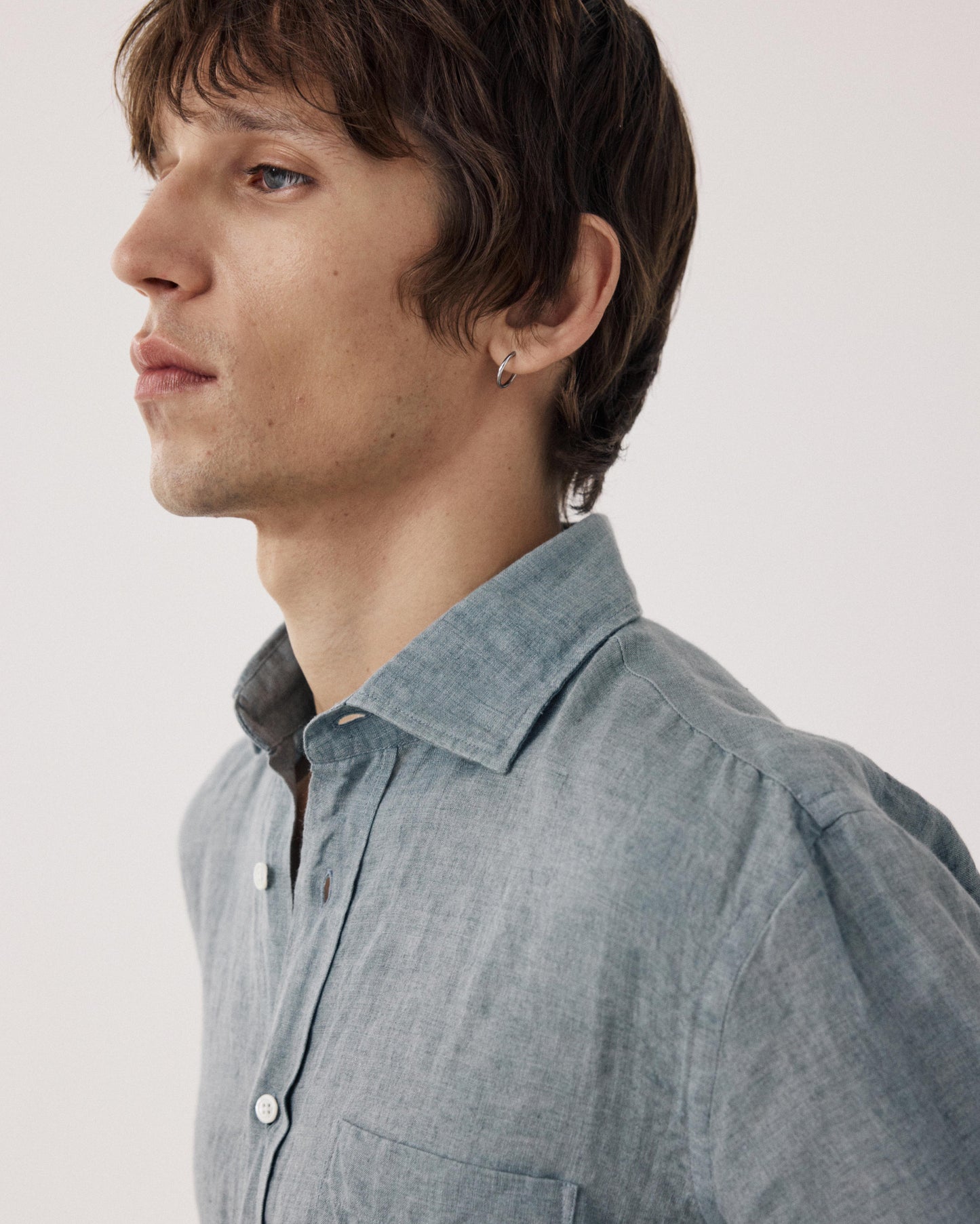 Chemise Homme en Chambray de Lin Vert Paul