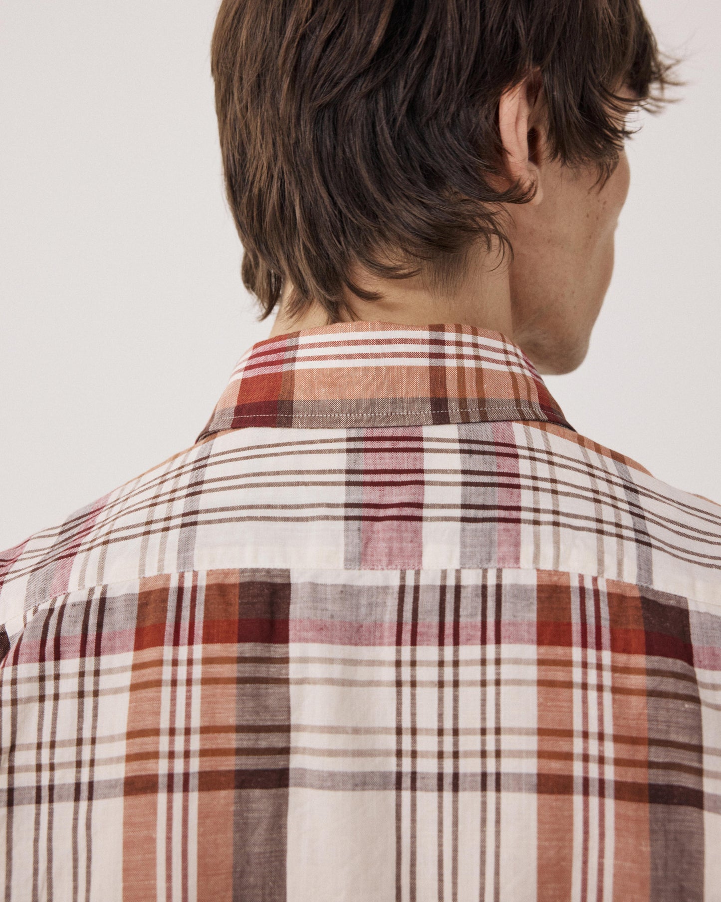 Chemise Homme en Lin & Coton Bordeaux & Beige Paul
