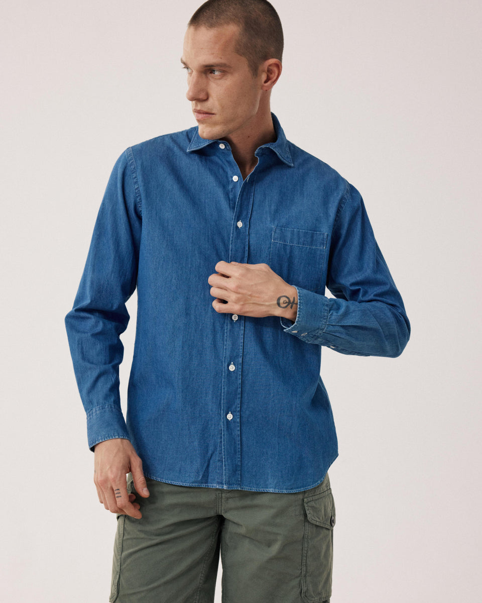 Chemise Homme en Denim Léger Bleu Indigo Paul - Image principale