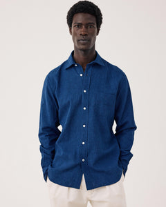 Camisa de hombre de Lino & Algodón azul índigo Paul BF11025-03