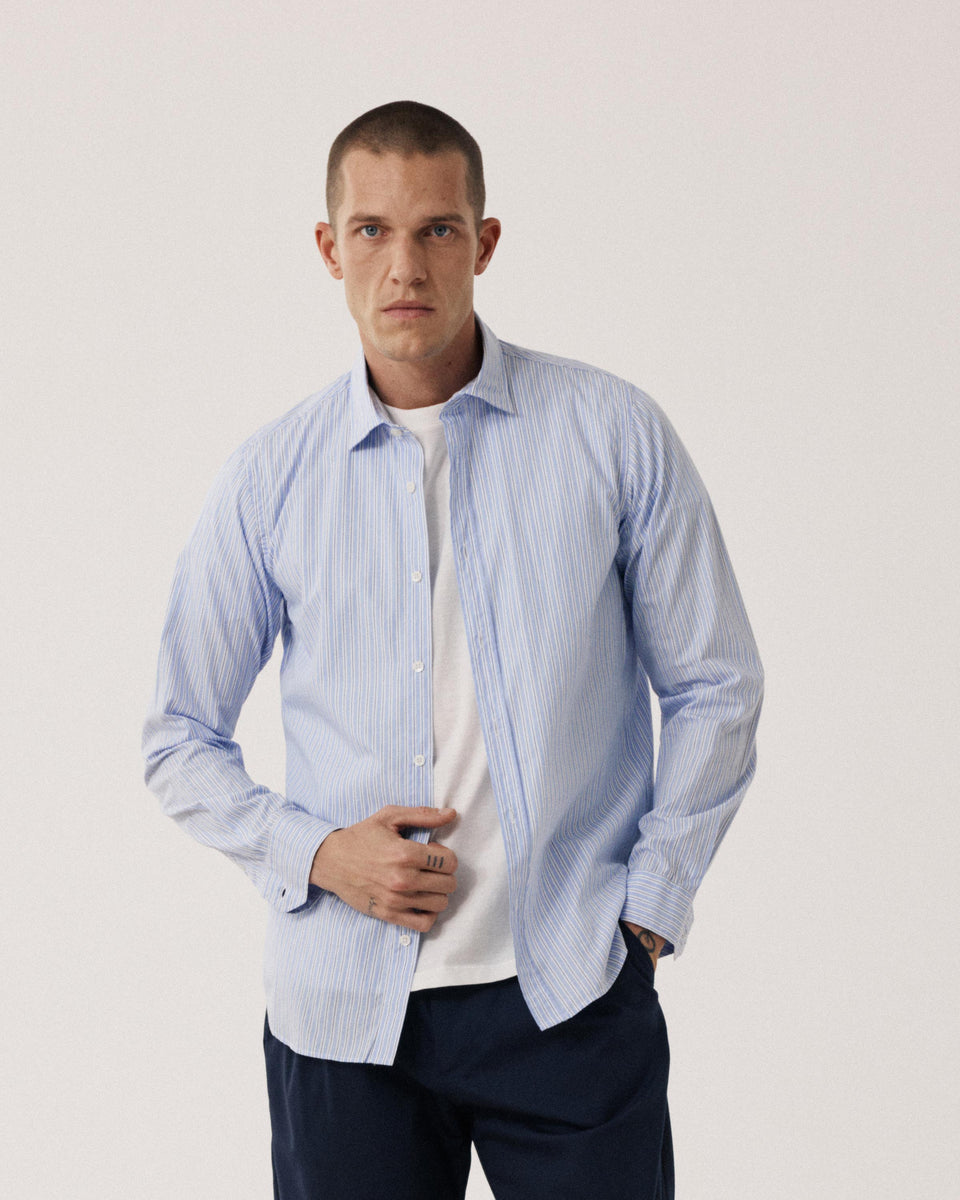 Chemise Homme en Popeline Bleu & Blanc Sammy - Image principale