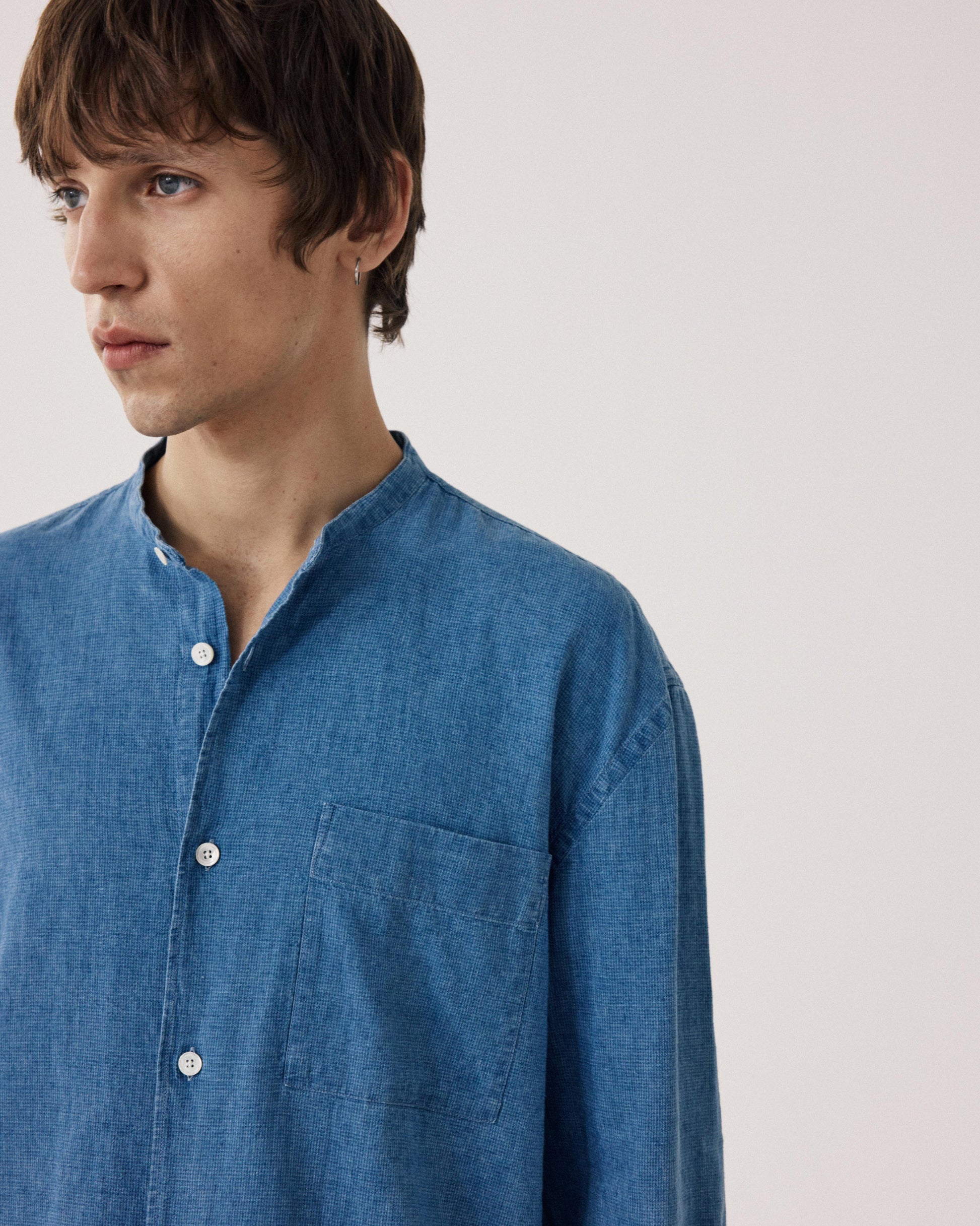 Chemise Homme en Lin & Coton Bleu Indigo Fisher BF13025-04
