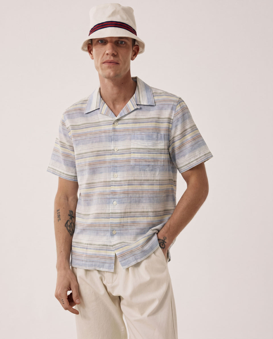 Chemise Homme en Lin & Coton Bleu Palmito - Image principale