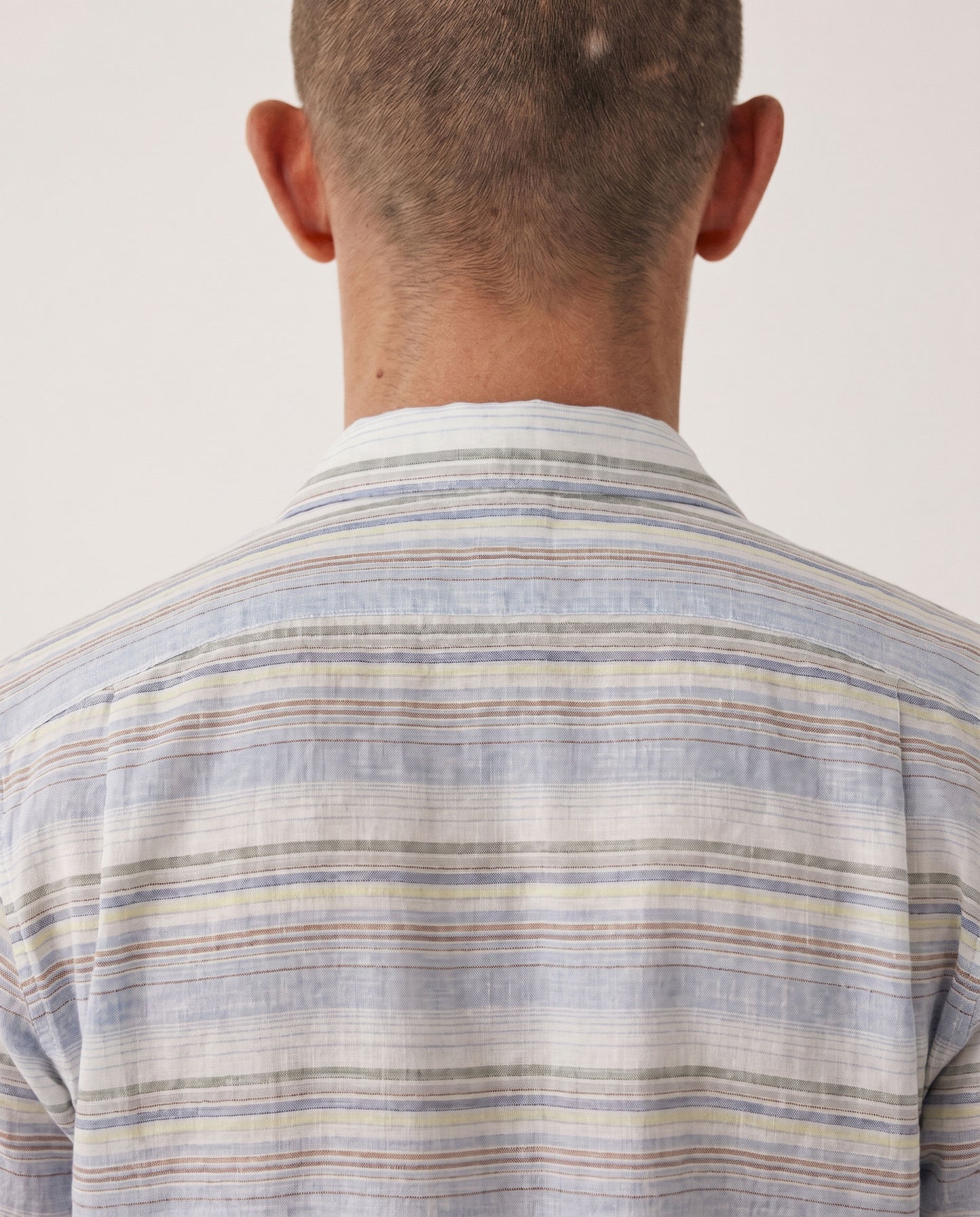 Camisa Hombre en Lino & Algodón Azul Palmito