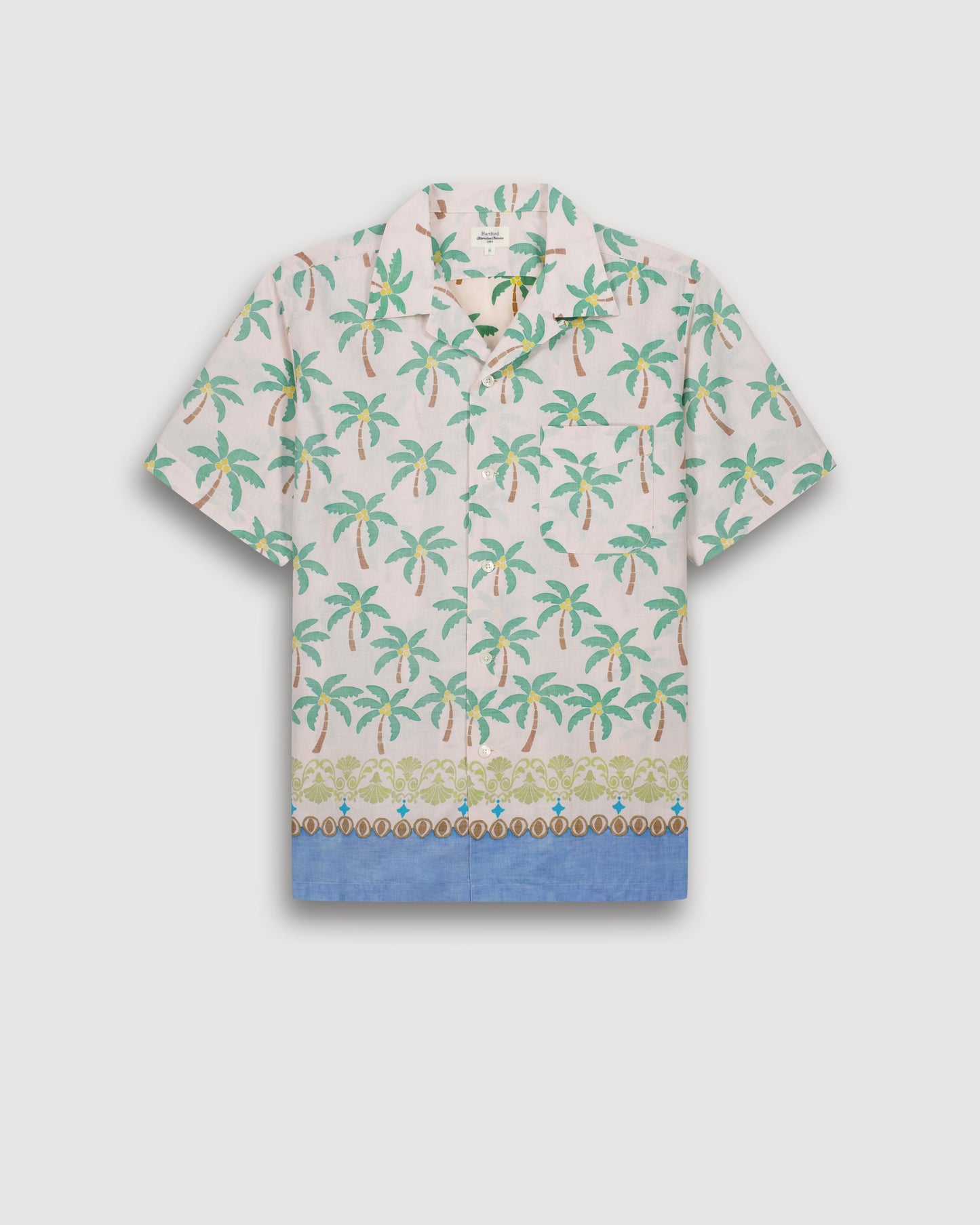 Chemise Homme en Coton Imprimé Palmiers Ecru Palmito BF14033-01