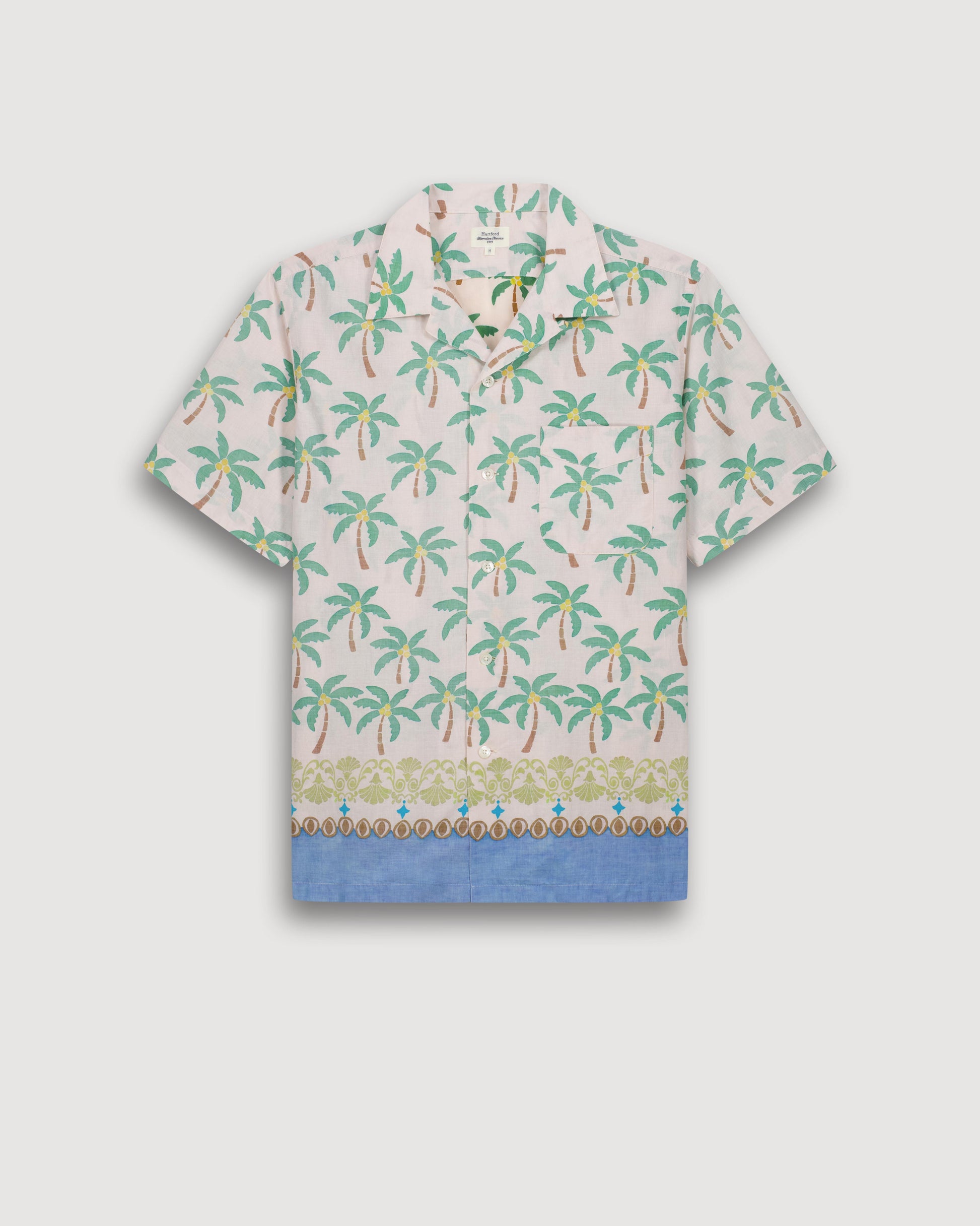 Chemise Homme en Coton Imprimé Palmiers Ecru Palmito BF14033-01