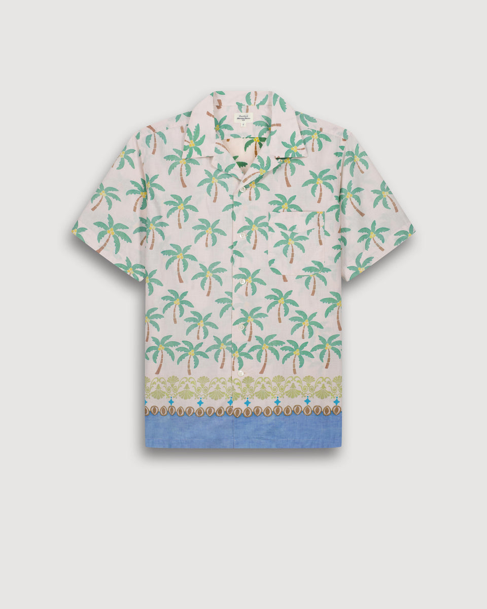 Chemise Homme en Coton Imprimé Palmiers Ecru Palmito - Image 3