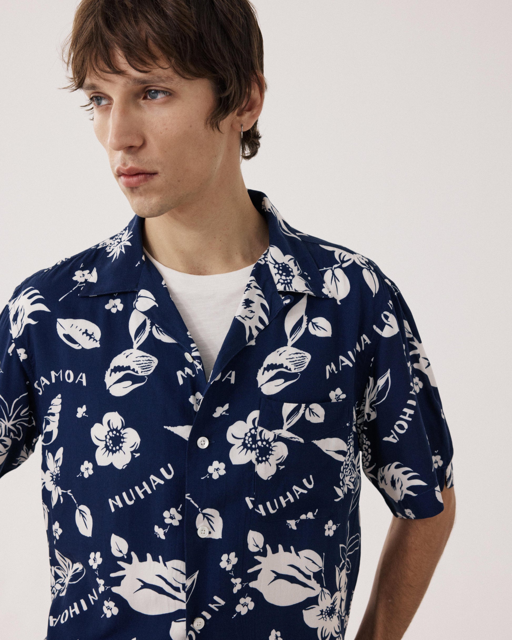 Herenhemd van Viscose met Hawaiiaanse print, blauw Palmito BF14035-01