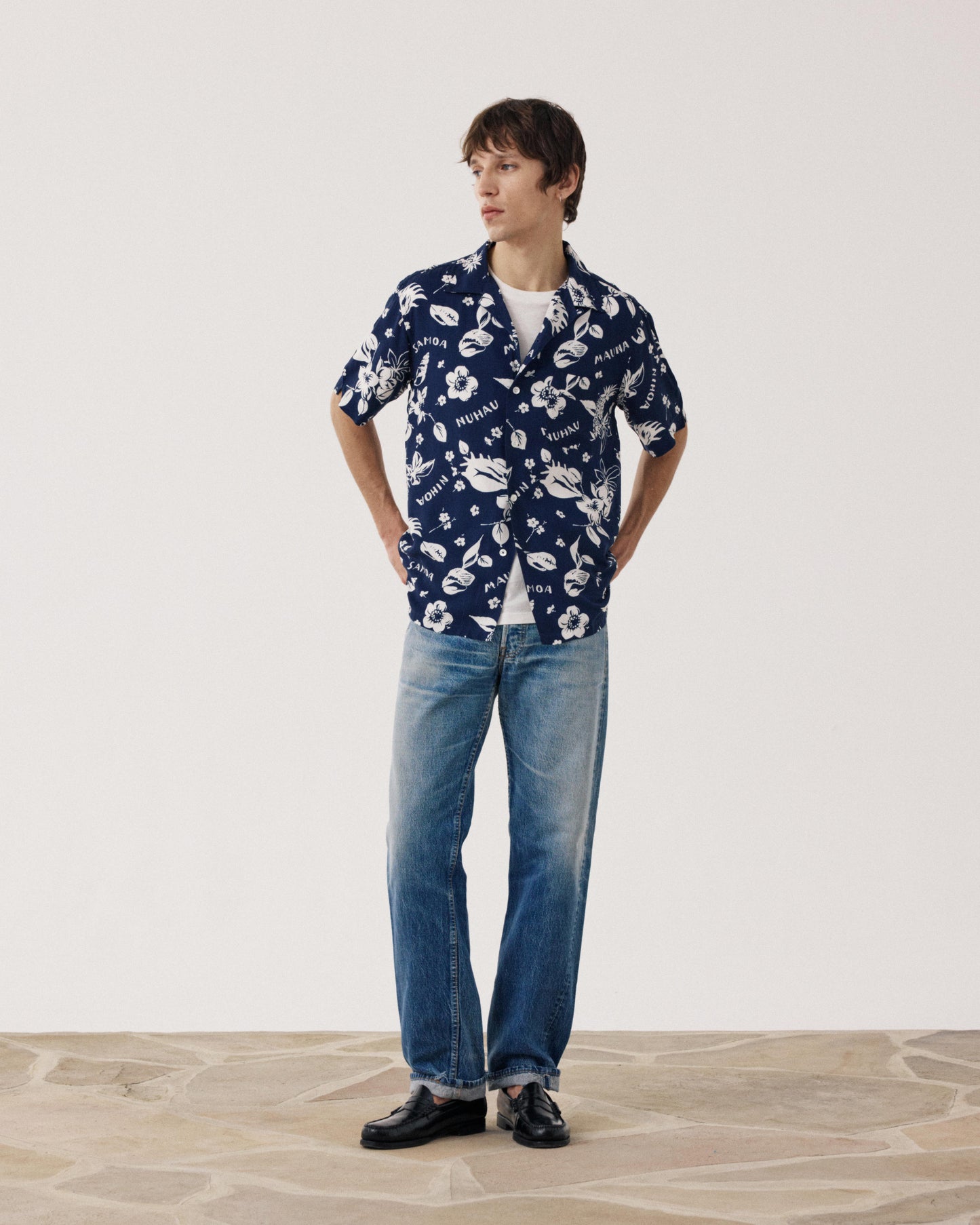 Herenhemd van Viscose met Hawaiiaanse print, blauw Palmito BF14035-01