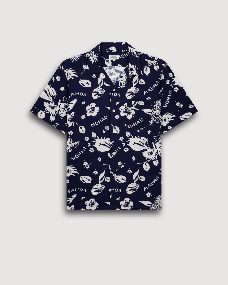 Chemise Homme en Viscose imprimé Hawaii Bleu Palmito - Image 3