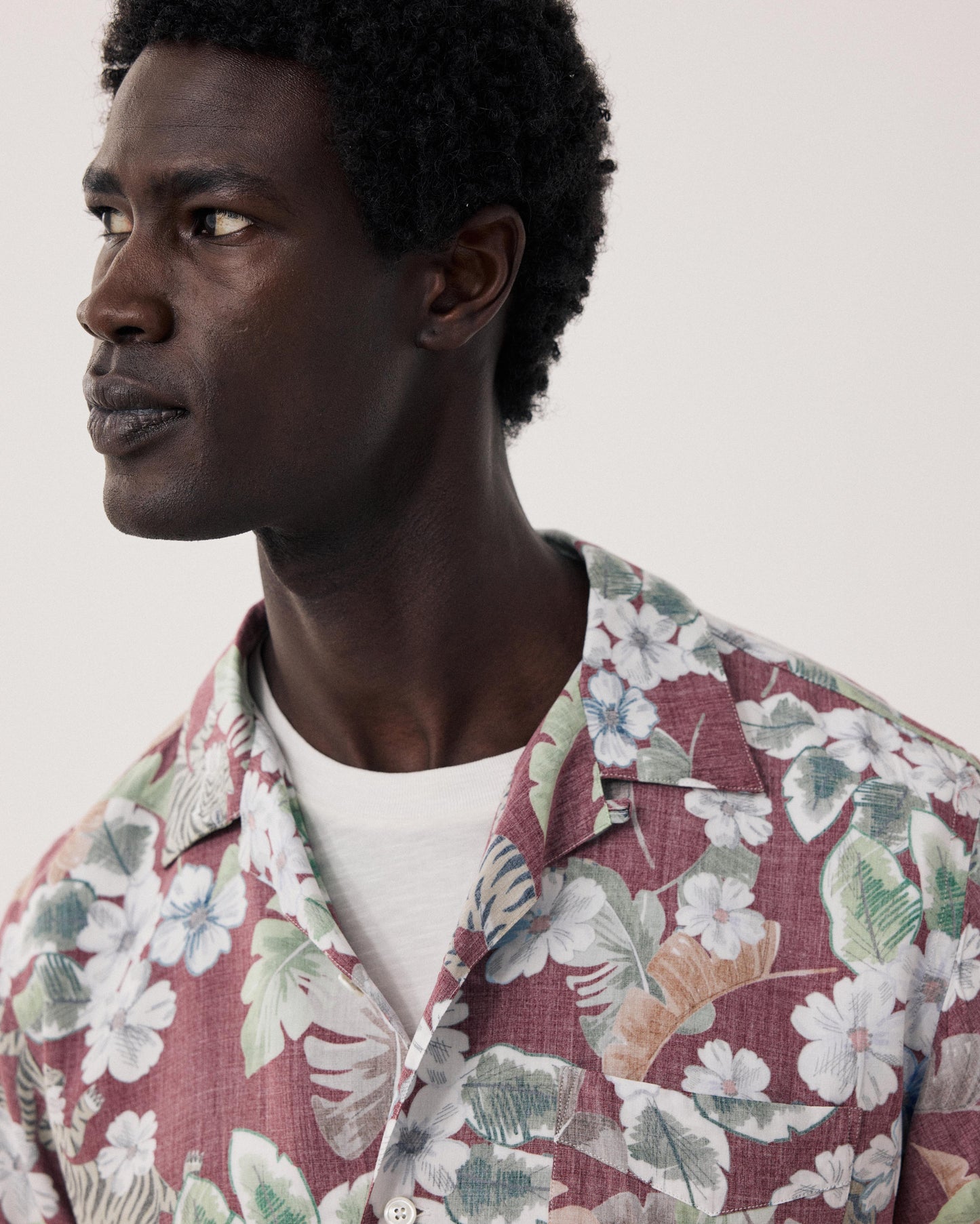 Men's Viscose Shirt with Hawaiian Print, Red Palmito BF14036-01
