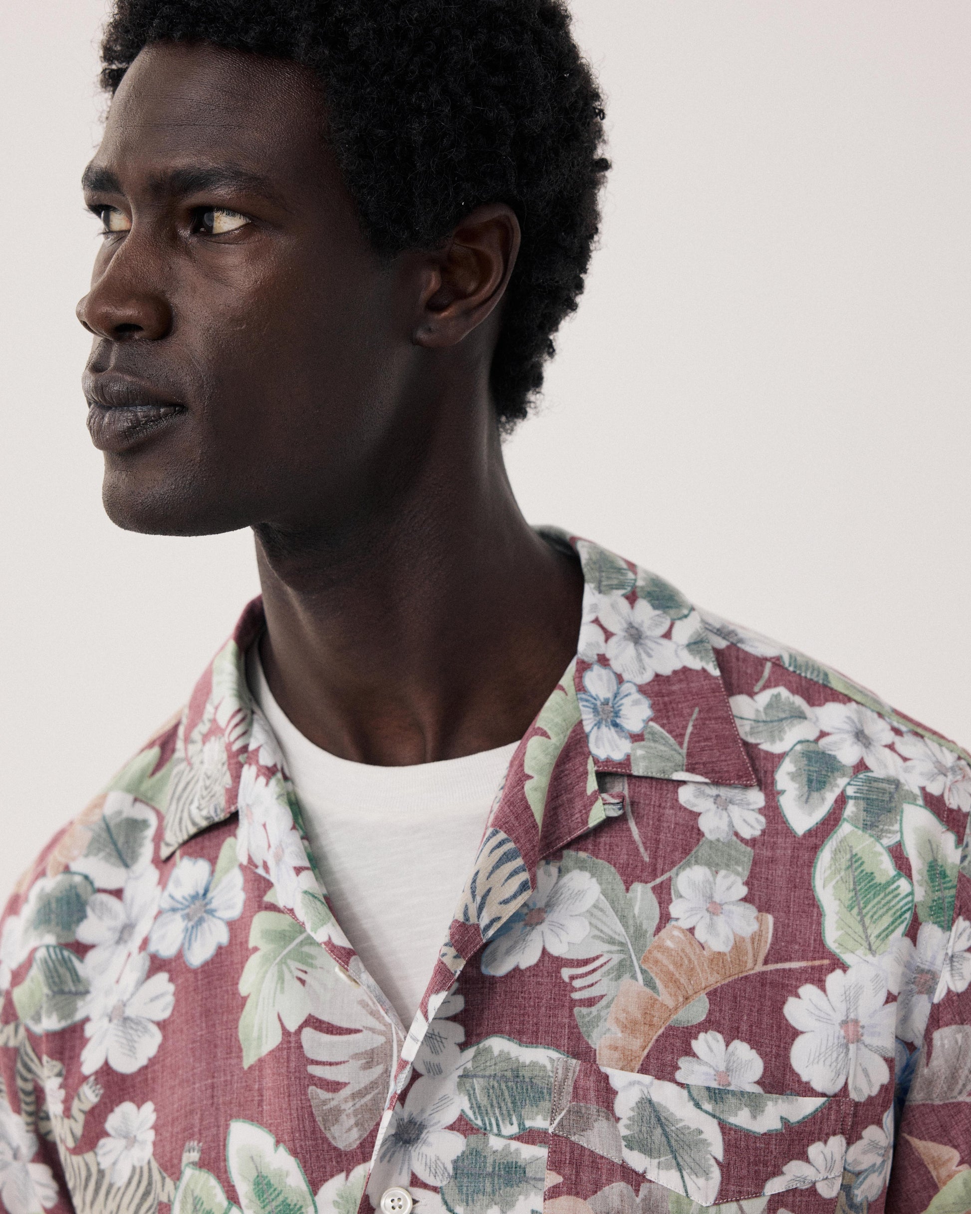Men's Viscose Shirt with Hawaiian Print, Red Palmito BF14036-01
