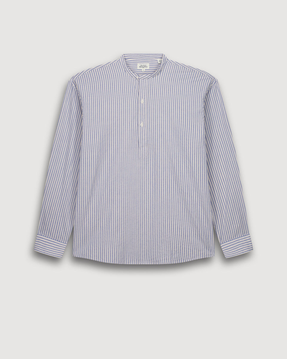 Chemise Homme en Dobby Bleu & Ecru Faldo - Image 3