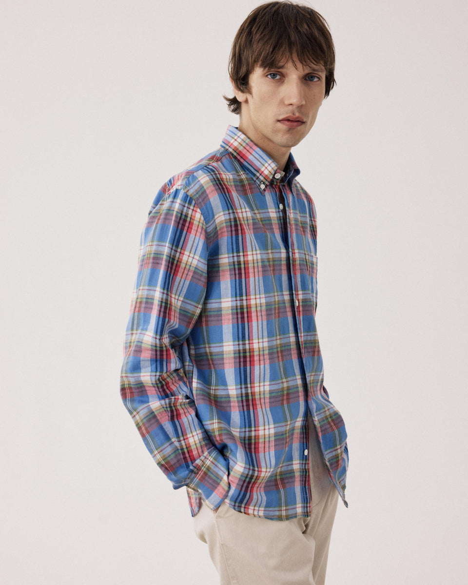 Chemise Homme en Madras de Lin & Coton Pitt - Image principale