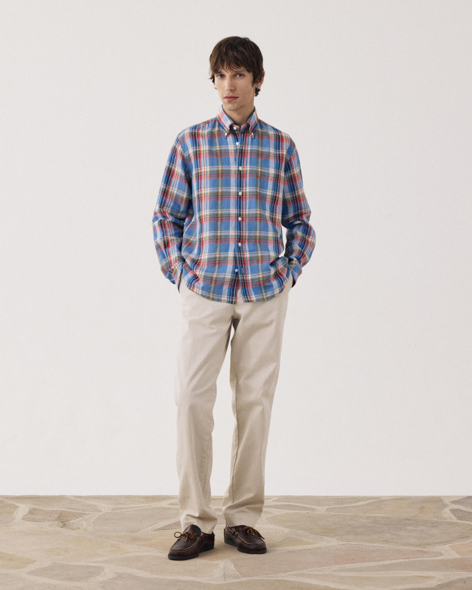 Chemise Homme en Madras de Lin & Coton Pitt - Image alternative