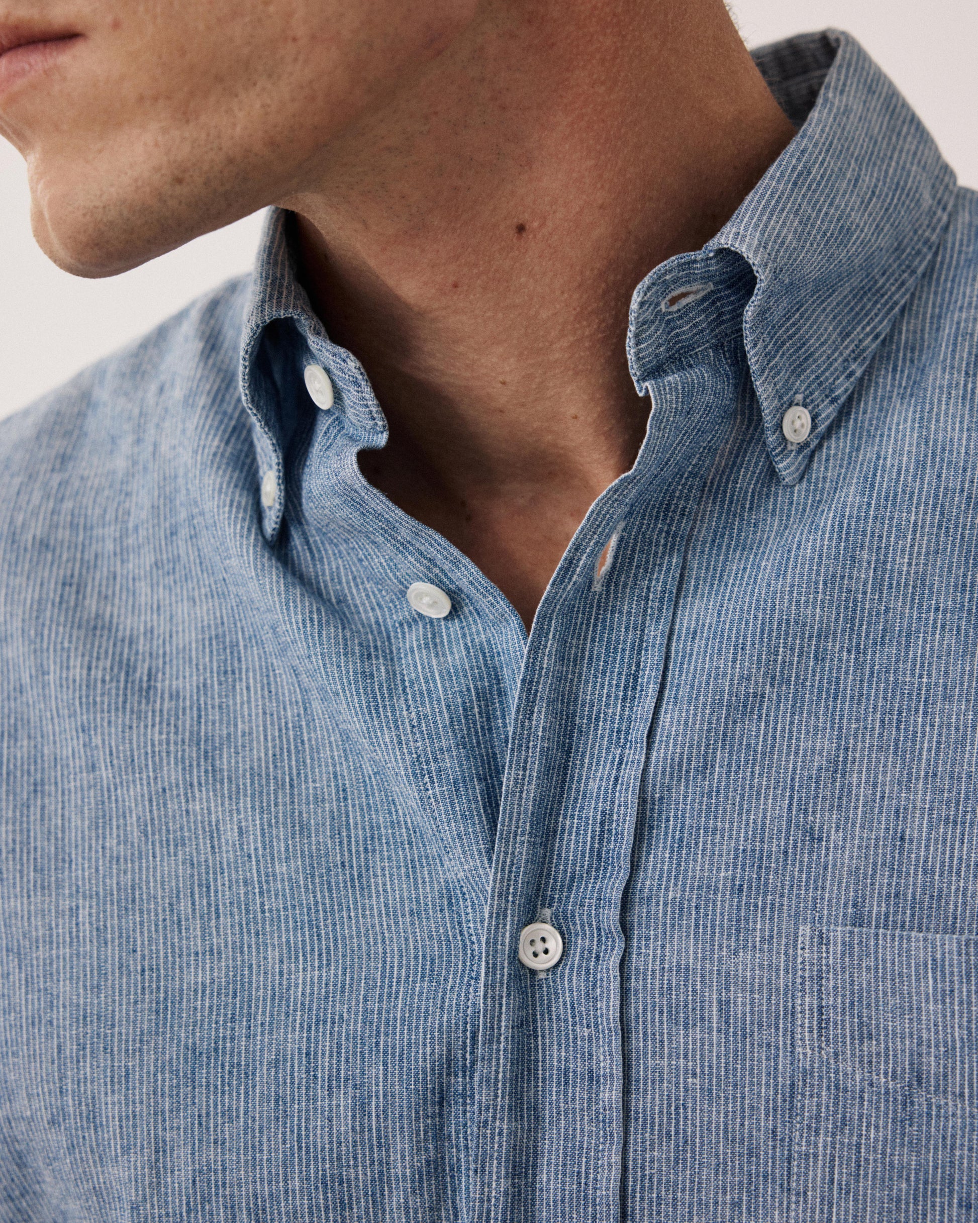 Men's Indigo Blue Linen & Cotton Shirt Pitt BF17025-02