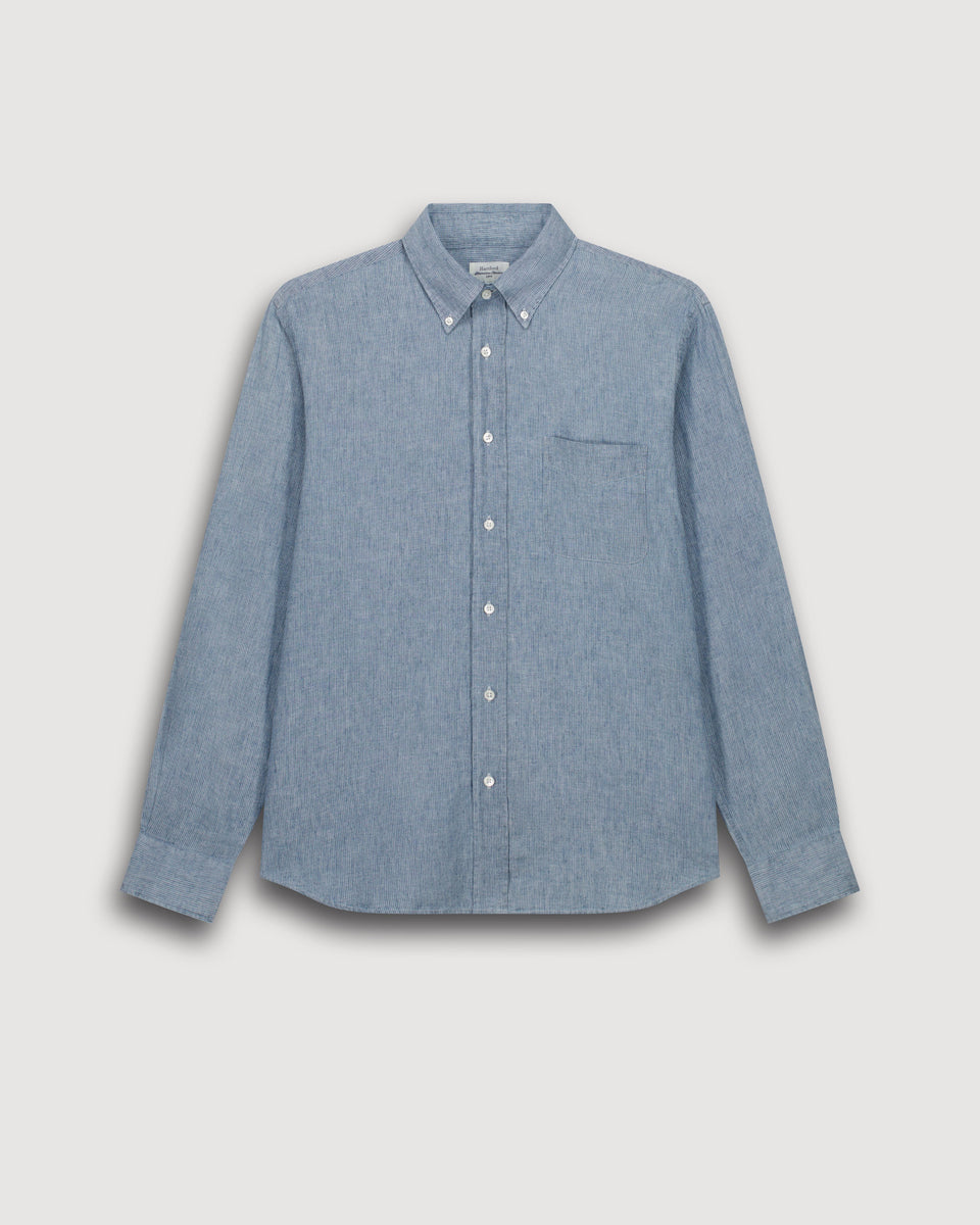 Chemise Homme en Lin & Coton Bleu Indigo Pitt - Image 3