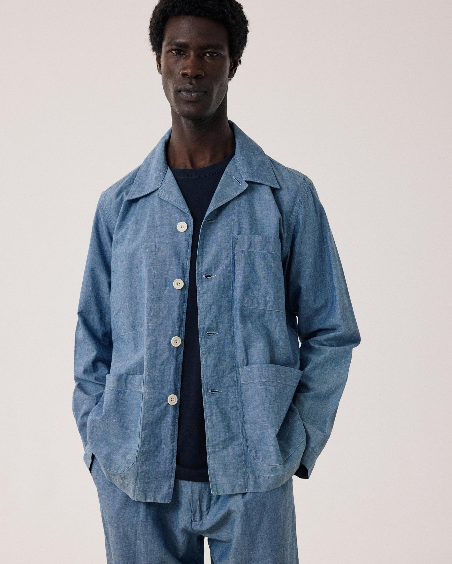 Veste Homme en Chambray de Lin & Coton Chambray Perry BF18116-01