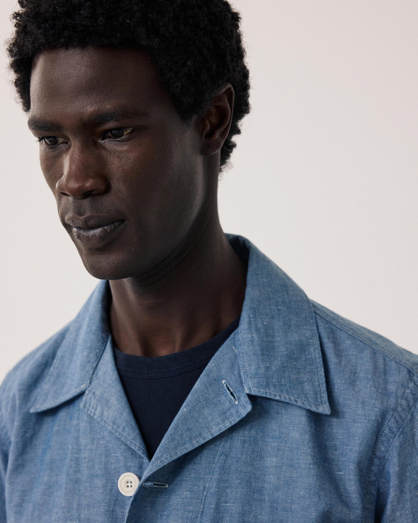 Veste Homme en Chambray de Lin & Coton Chambray Perry BF18116-01