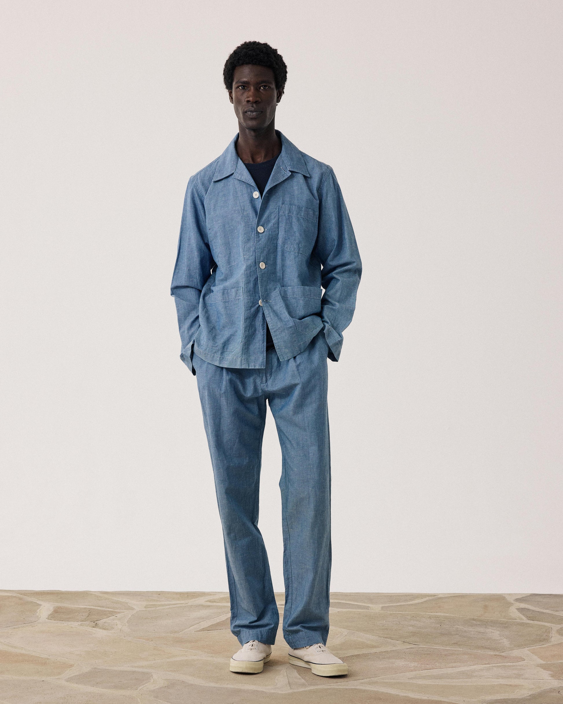 Veste Homme en Chambray de Lin & Coton Chambray Perry BF18116-01