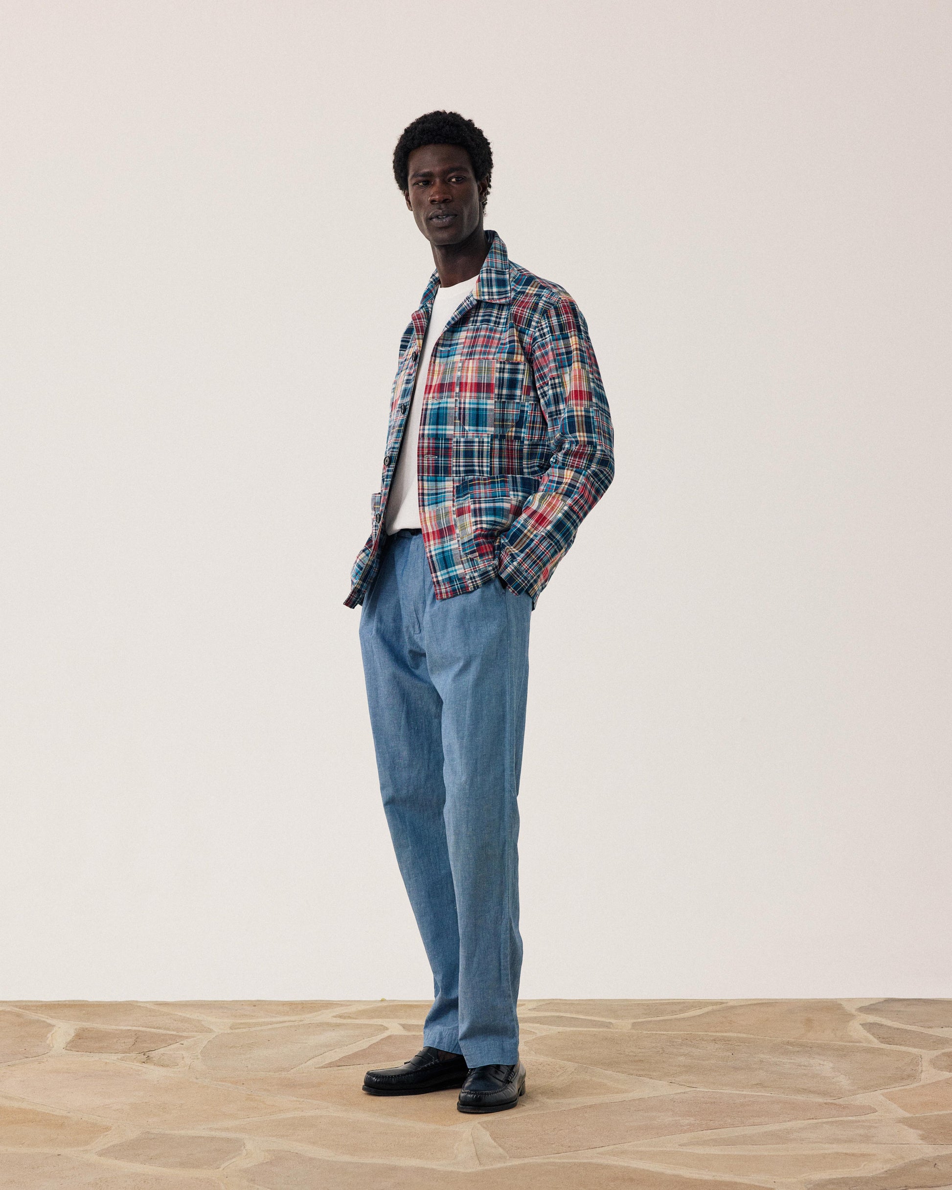 Veste Homme en Coton à Carreaux Bleu & Rouge Perry BF18119-01