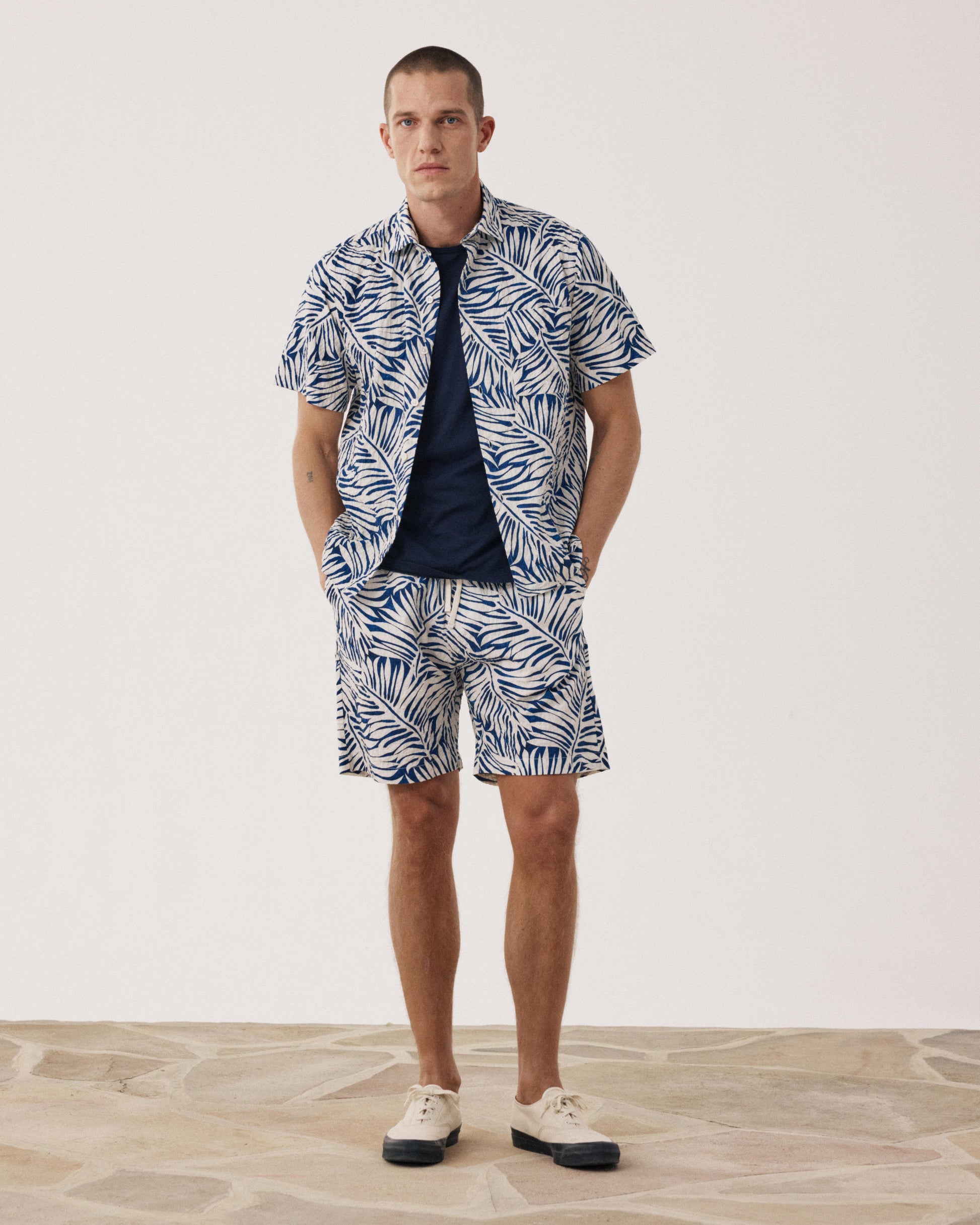 Men's Cotton Palms Print Shirt Pedro BF26028-01