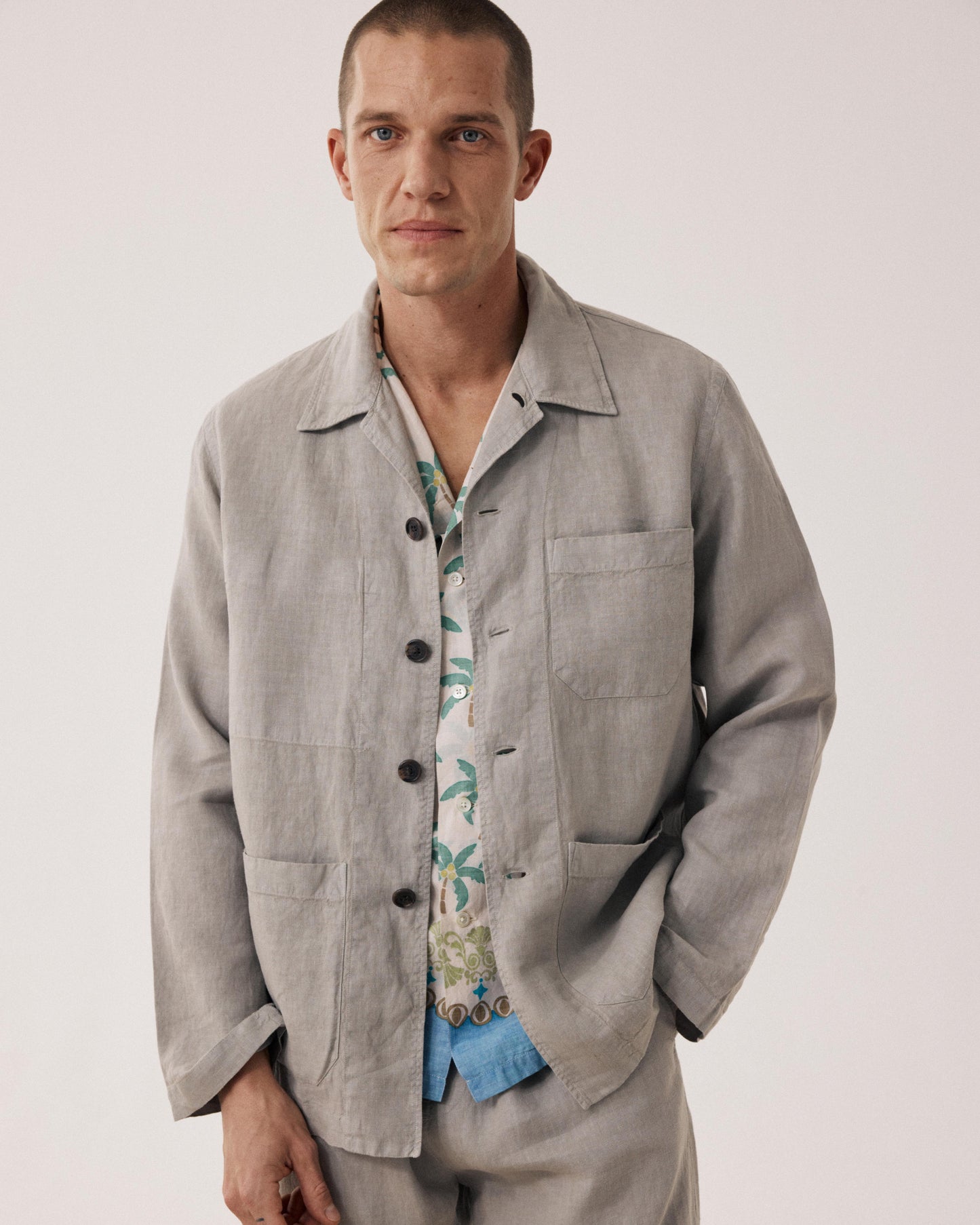 Veste Homme en Lin Vert Sauge Perry BF28100-71