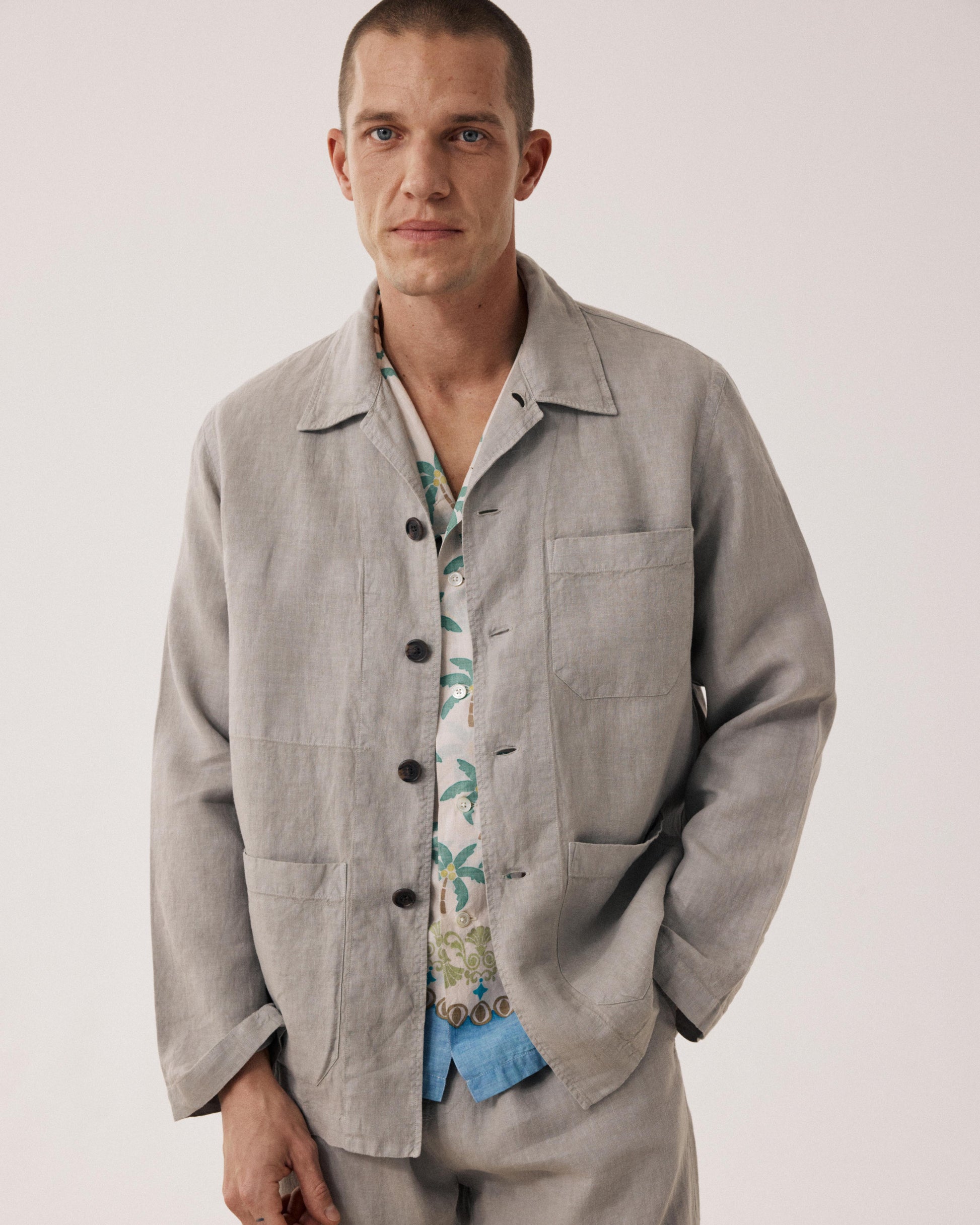 Veste Homme en Lin Vert Sauge Perry BF28100-71