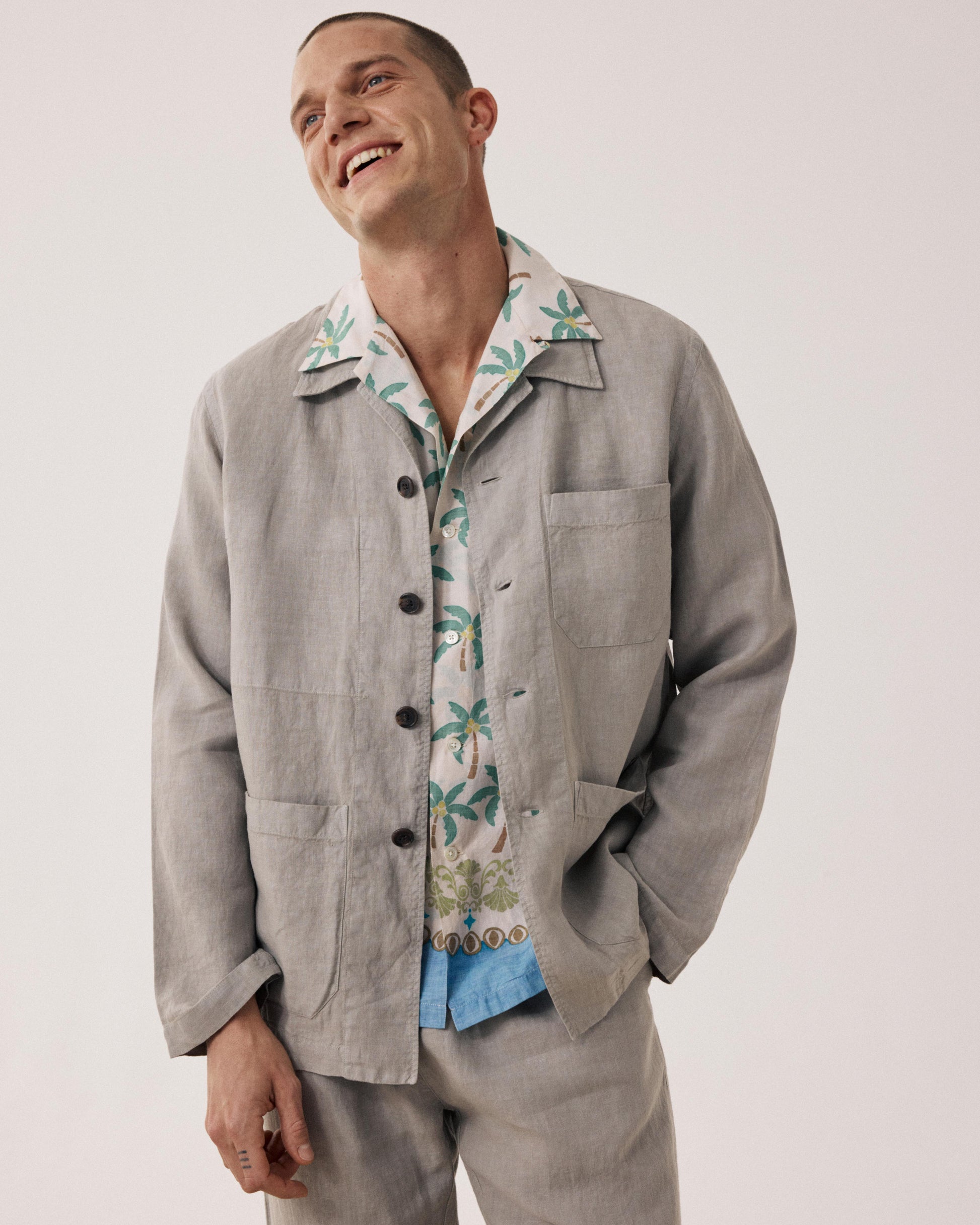 Veste Homme en Lin Vert Sauge Perry BF28100-71