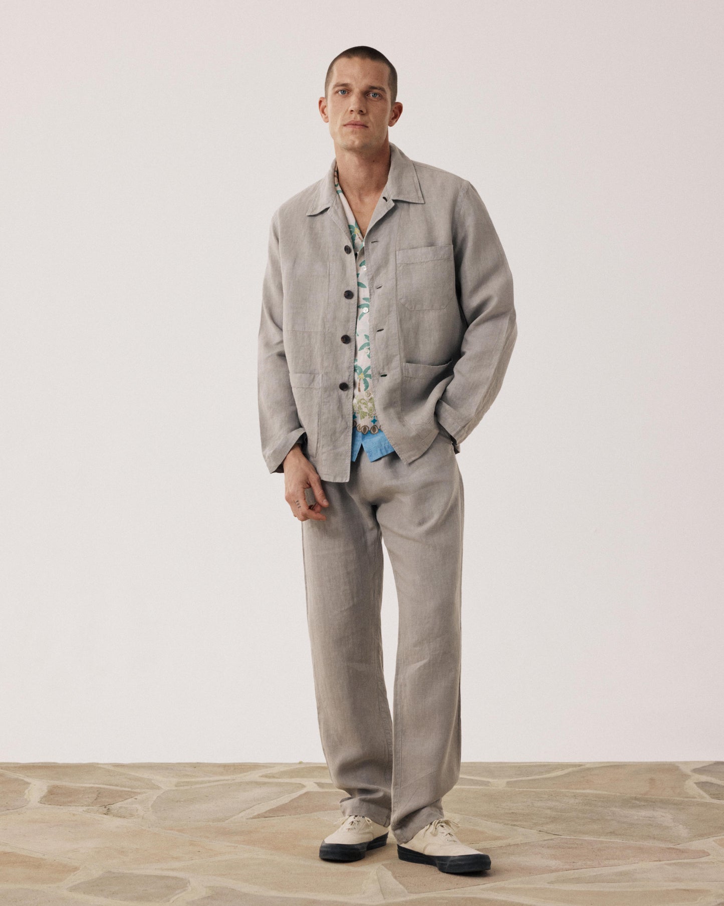 Veste Homme en Lin Vert Sauge Perry BF28100-71