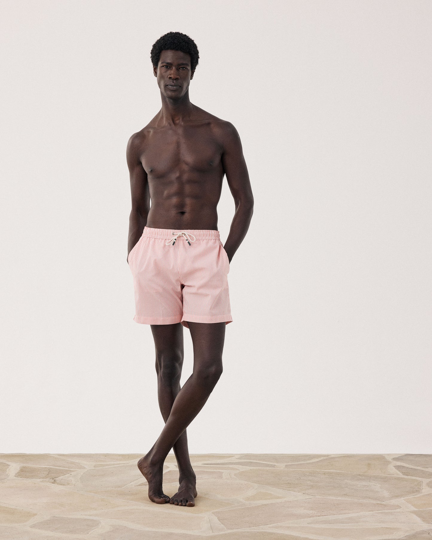 Costume da bagno da uomo in cotone seersucker corallo Swim