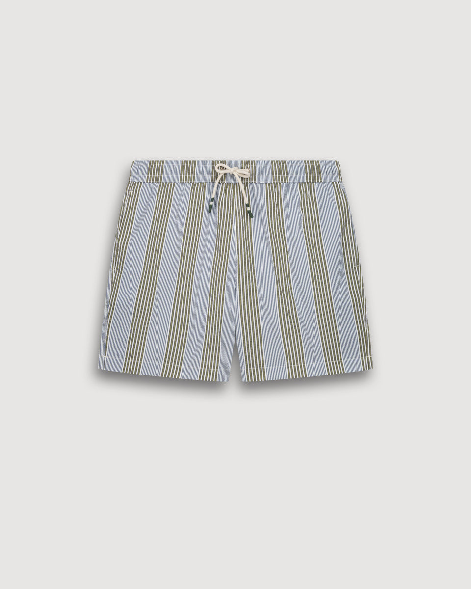 Maillot Homme en Seersucker Rayé Vert Swim - Image 3
