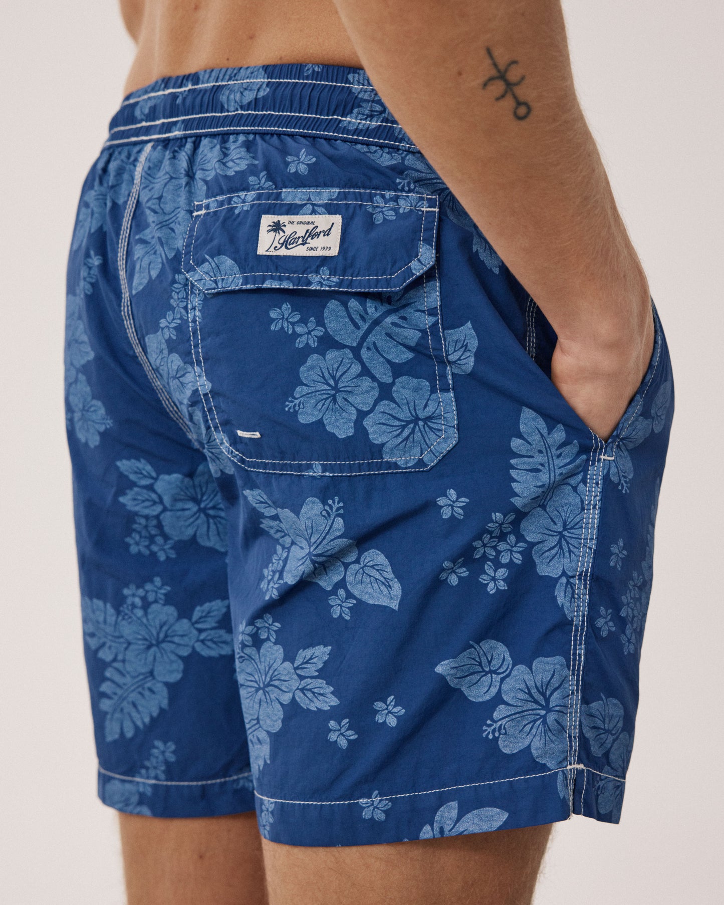 Maillot Homme Imprimé Hibiscus Bleu Indigo Swim
