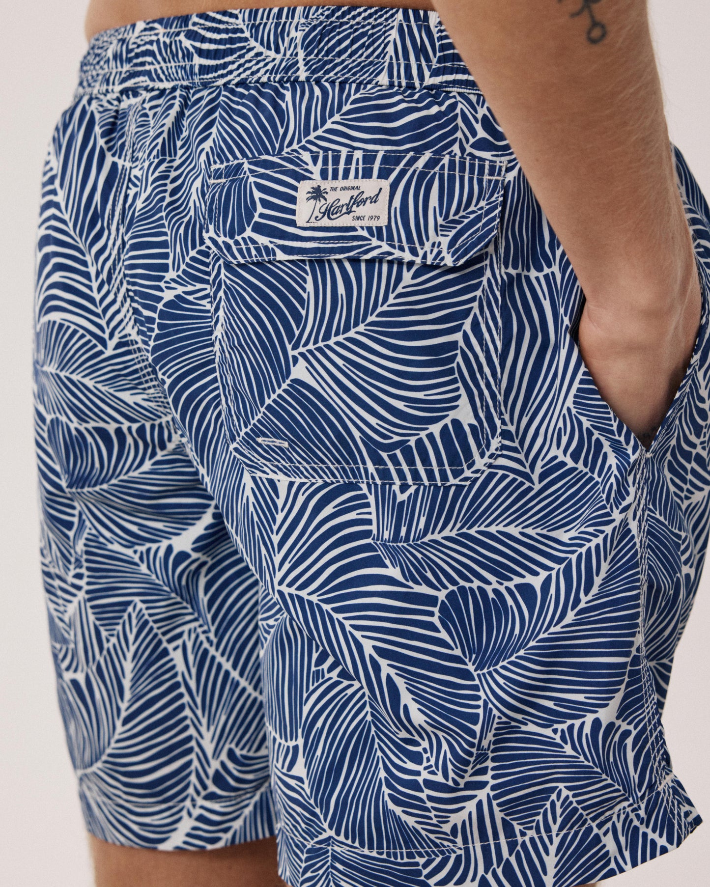 Maillot Homme Imprimé Palmiers Bleu Swim BF30214-01