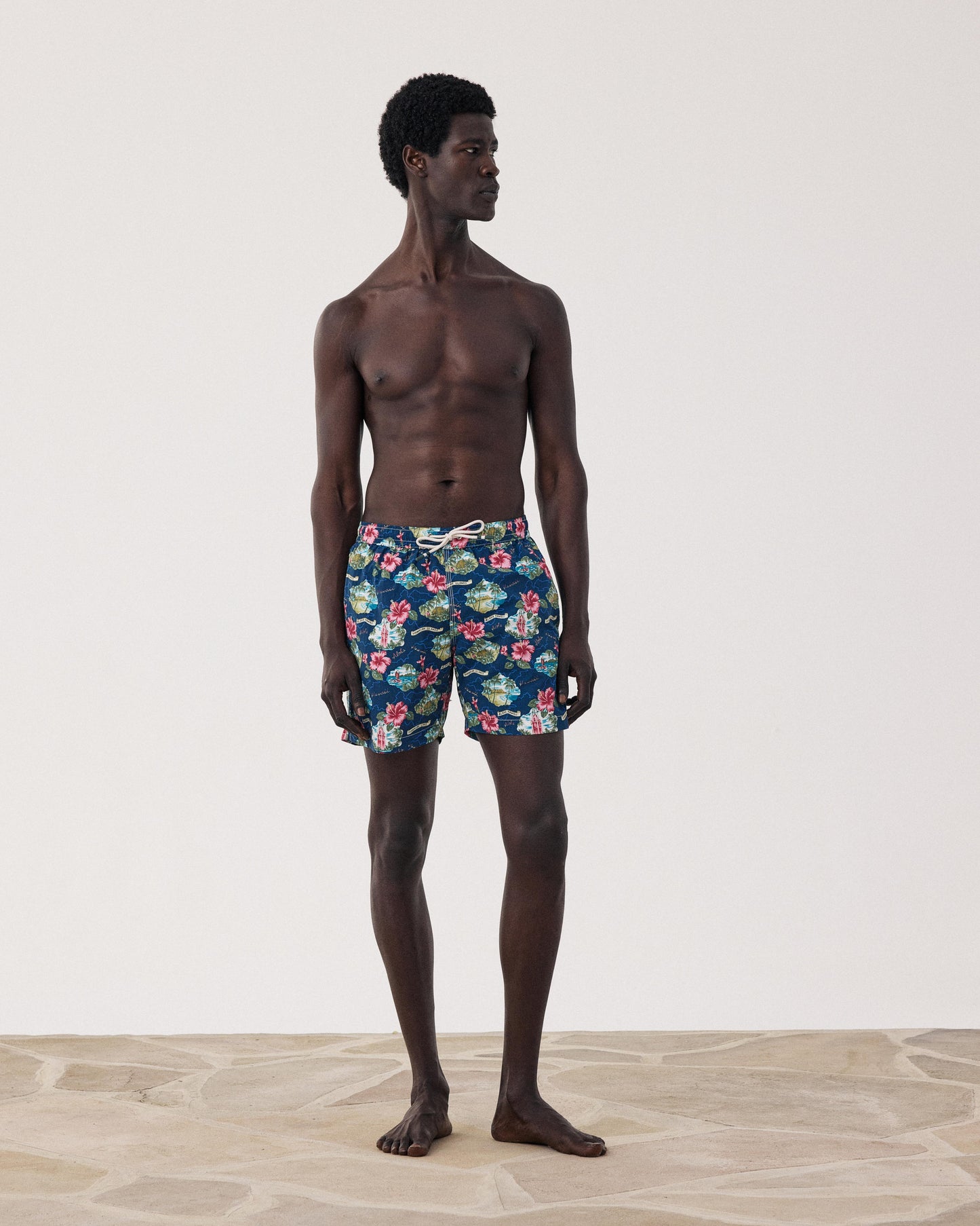 Maillot Homme Imprimé Hawaï Bleu Marine Swim BF30219-01