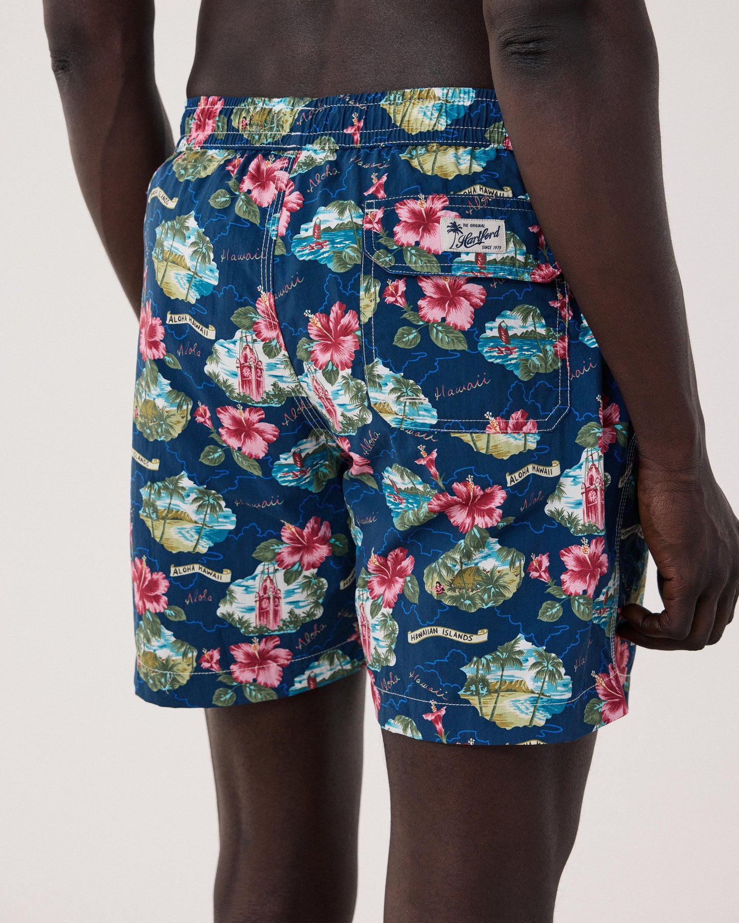 Maillot Homme Imprimé Hawaï Bleu Marine Swim BF30219-01