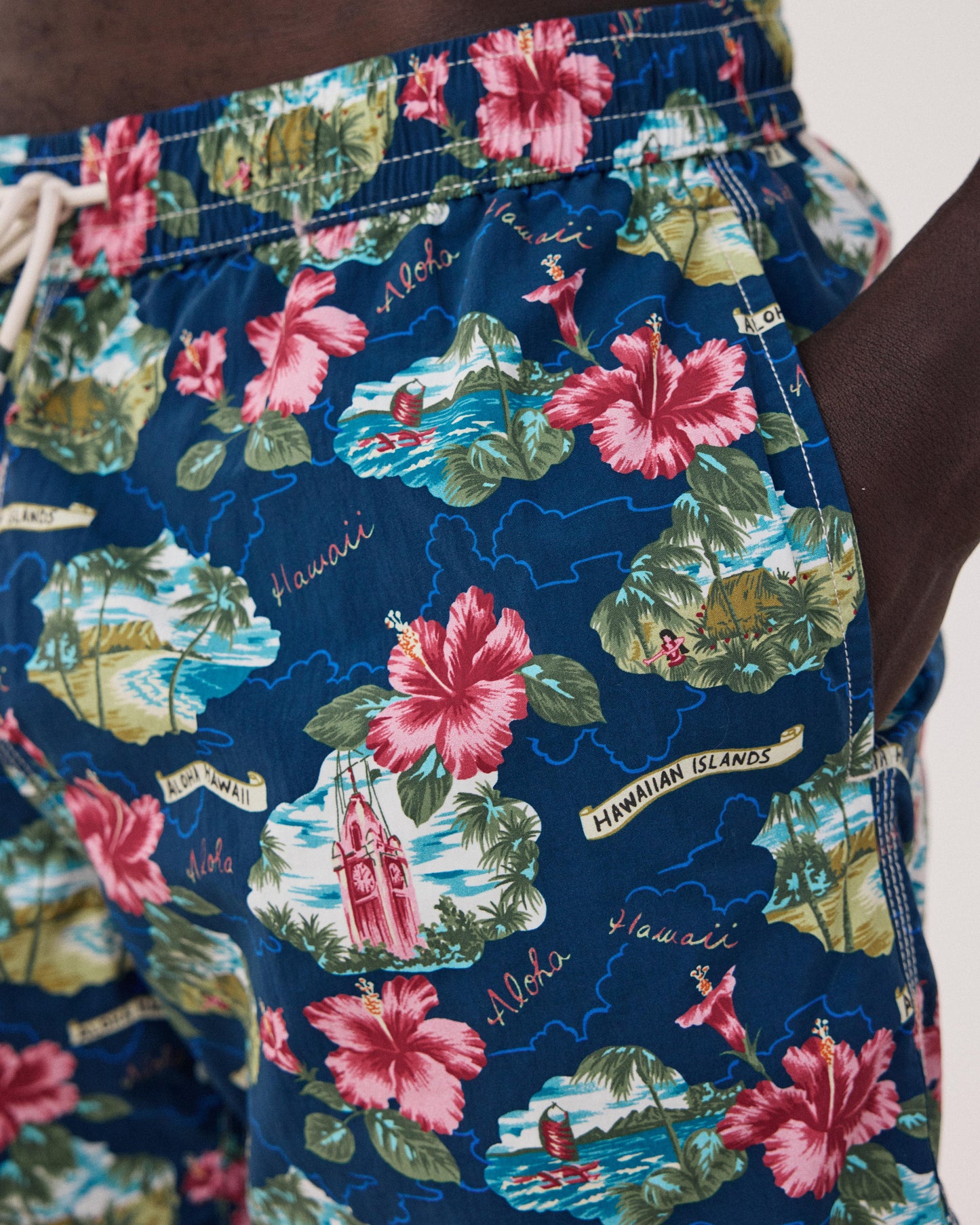 Maillot Homme Imprimé Hawaï Bleu Marine Swim BF30219-01
