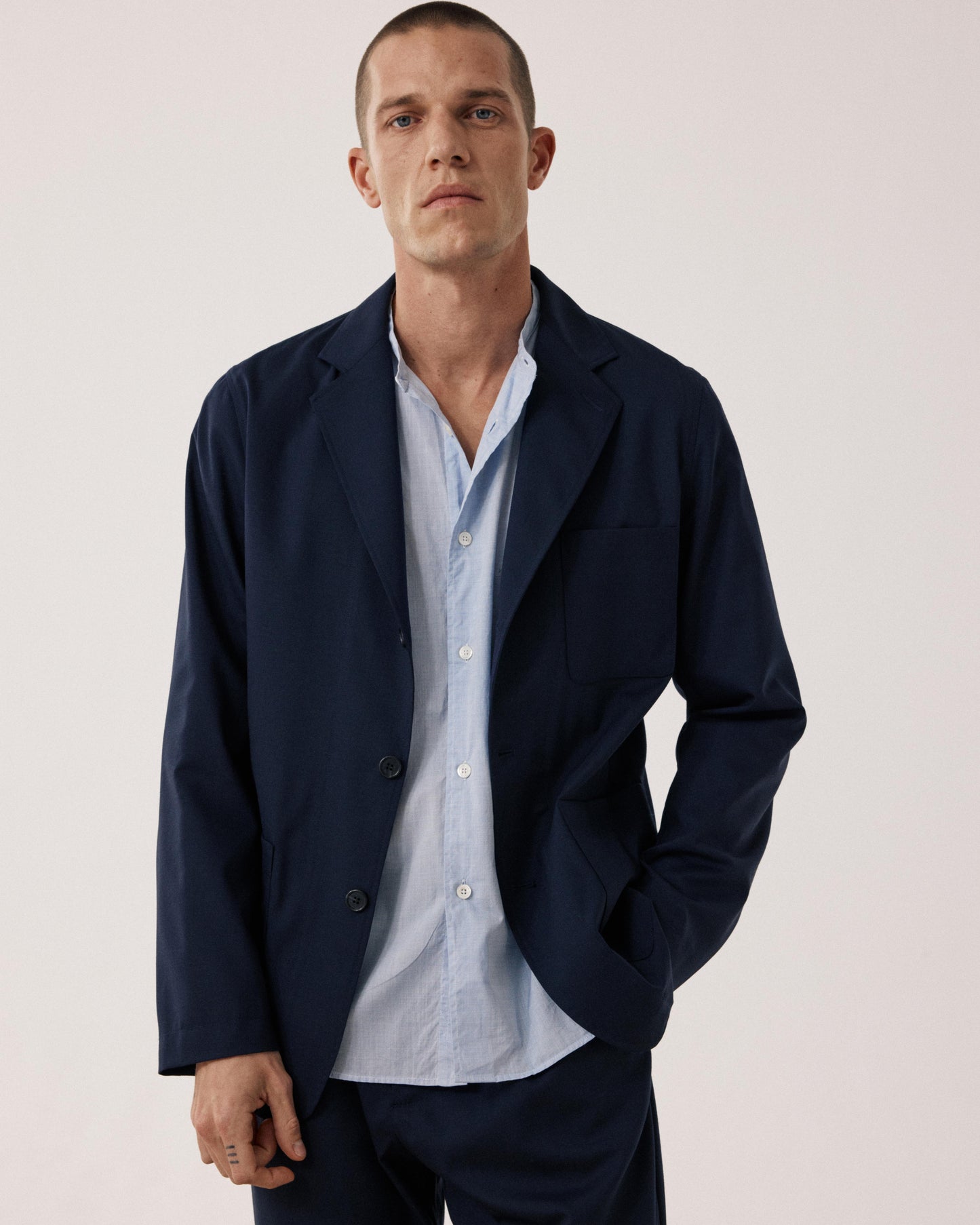 Veste Homme en Laine & Coton Bleu Marine Jonbee BF41120-01