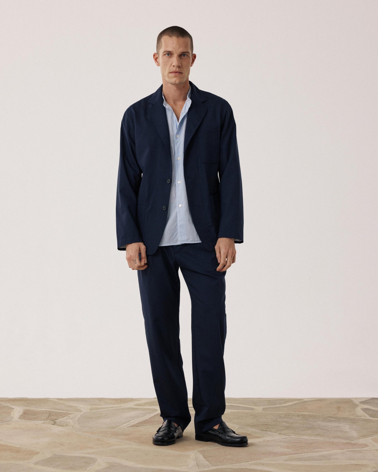 Veste Homme en Laine & Coton Bleu Marine Jonbee BF41120-01