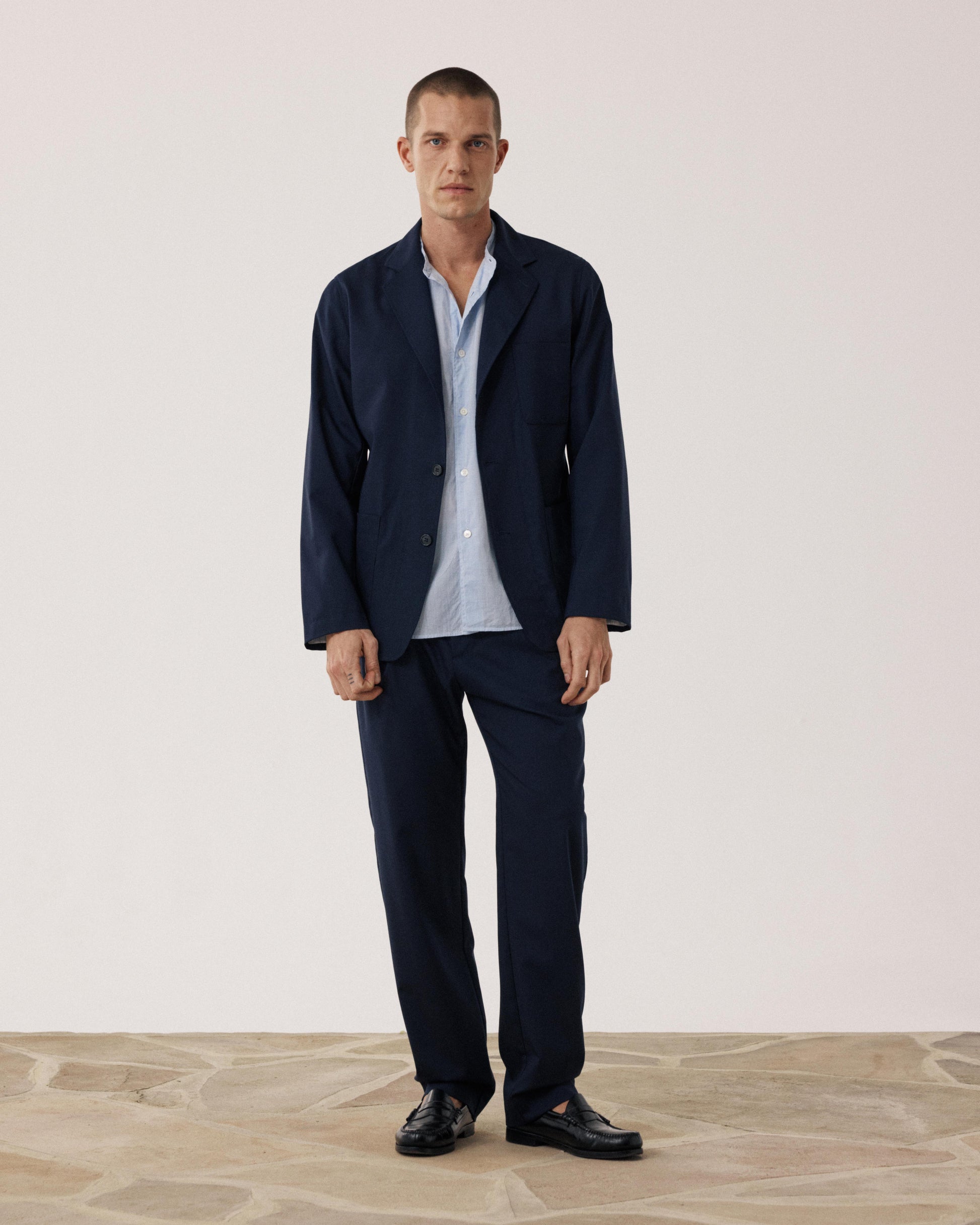 Veste Homme en Laine & Coton Bleu Marine Jonbee BF41120-01