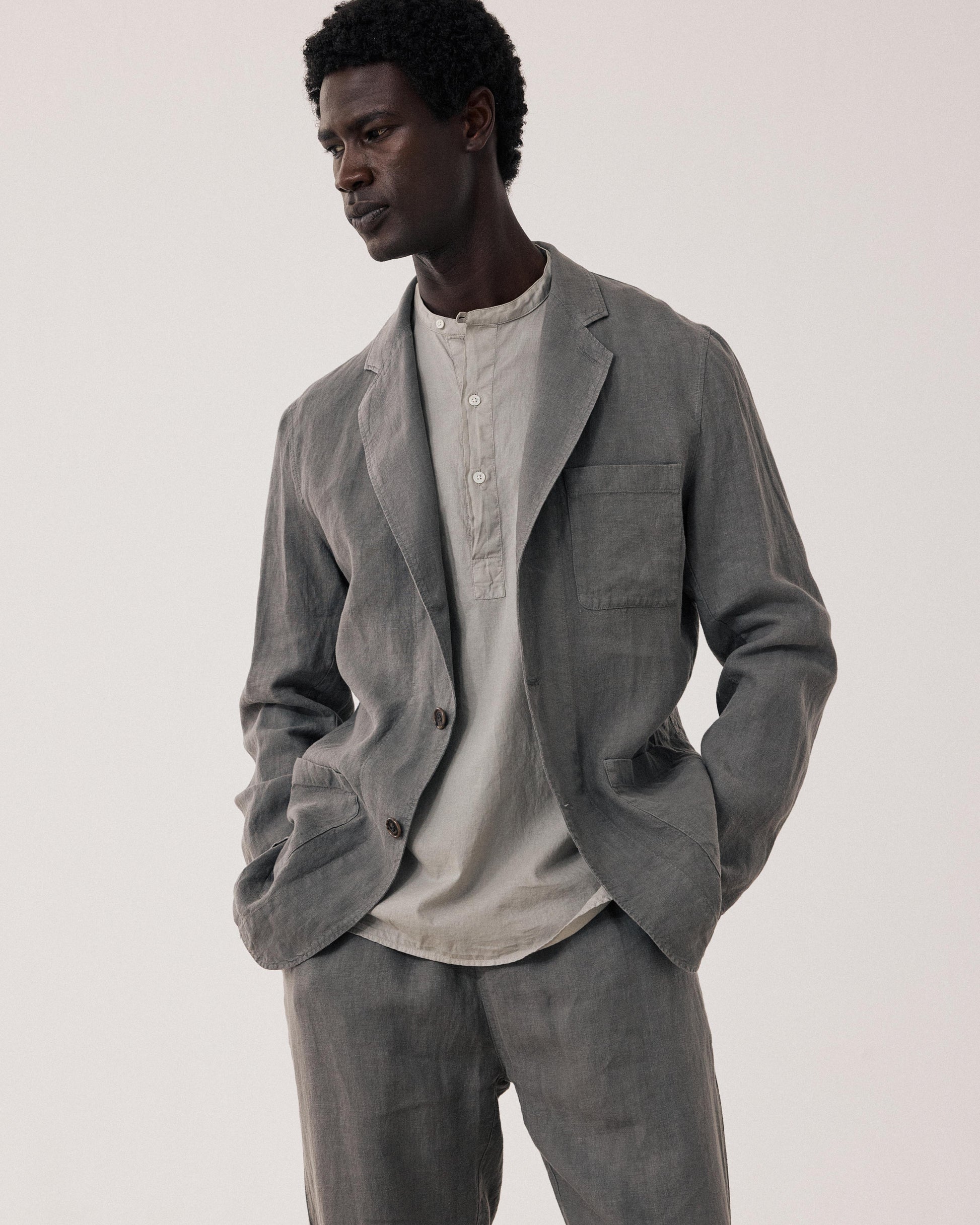 Veste Homme en Lin Vert Militaire Jobby BF42101-70
