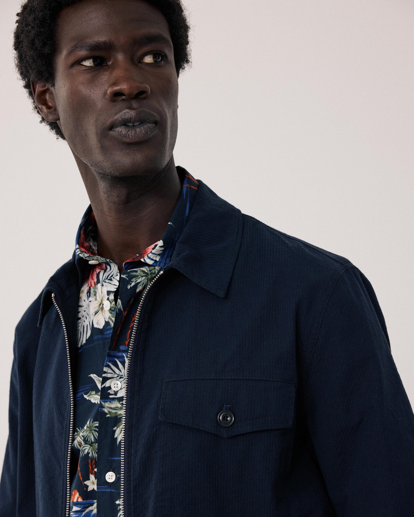 Blouson Homme en Seersucker Bleu Marine Danny BF45113-01