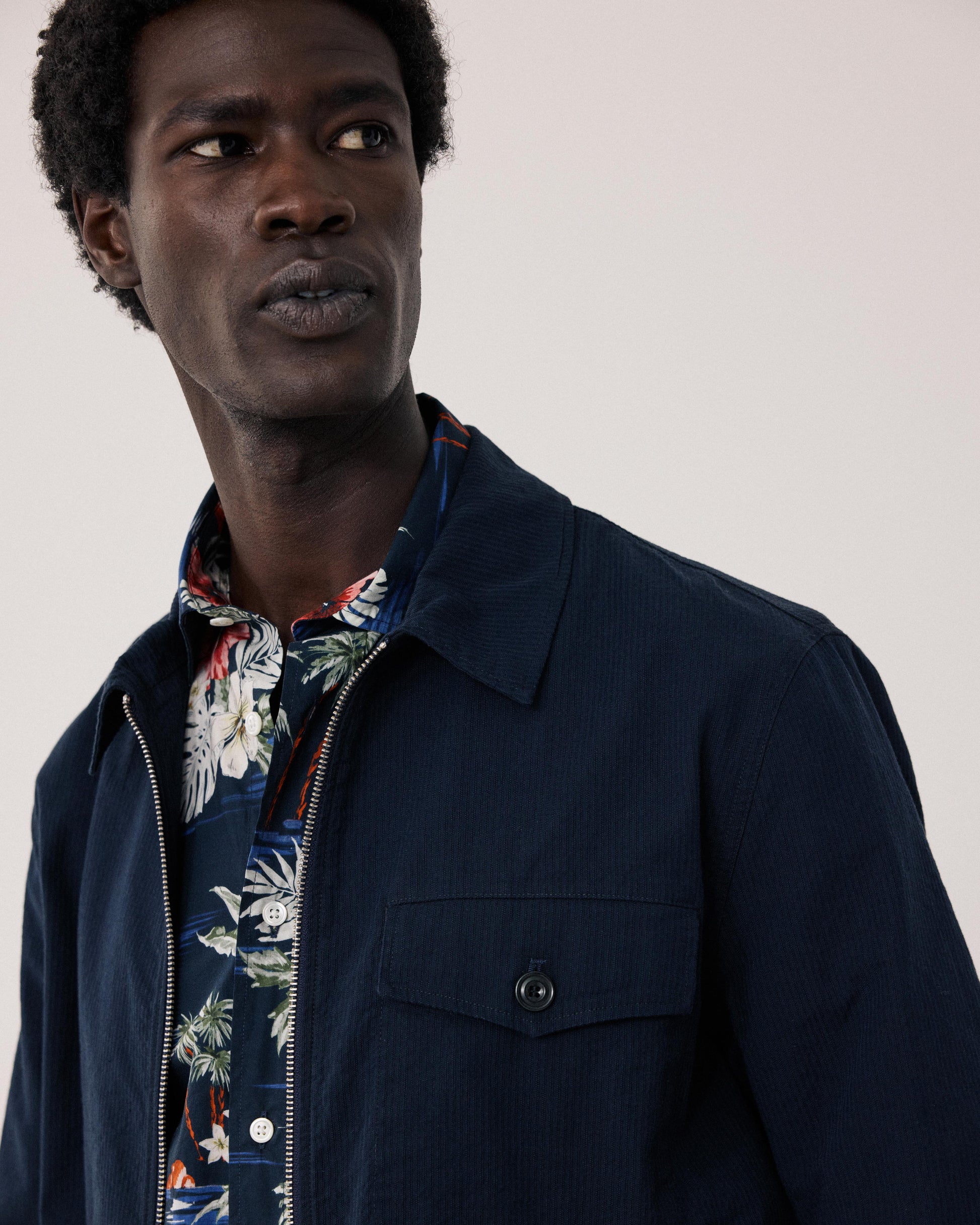 Blouson Homme en Seersucker Bleu Marine Danny BF45113-01