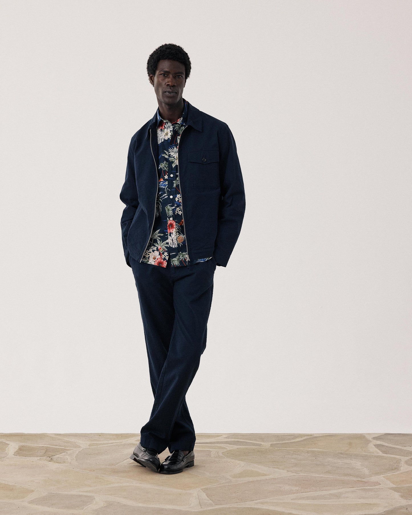 Blouson Homme en Seersucker Bleu Marine Danny BF45113-01
