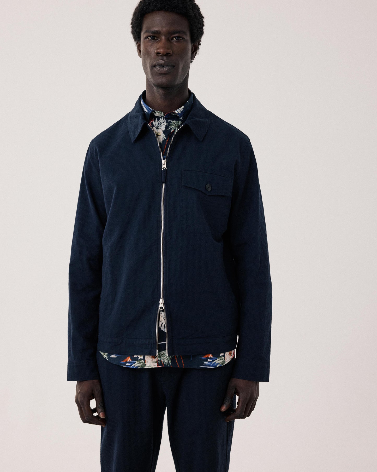 Blouson Homme en Seersucker Bleu Marine Danny BF45113-01