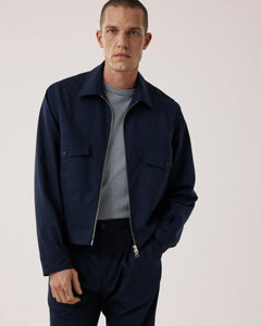 Blouson Homme en Laine & Coton Bleu Marine Dickson BF46120-01