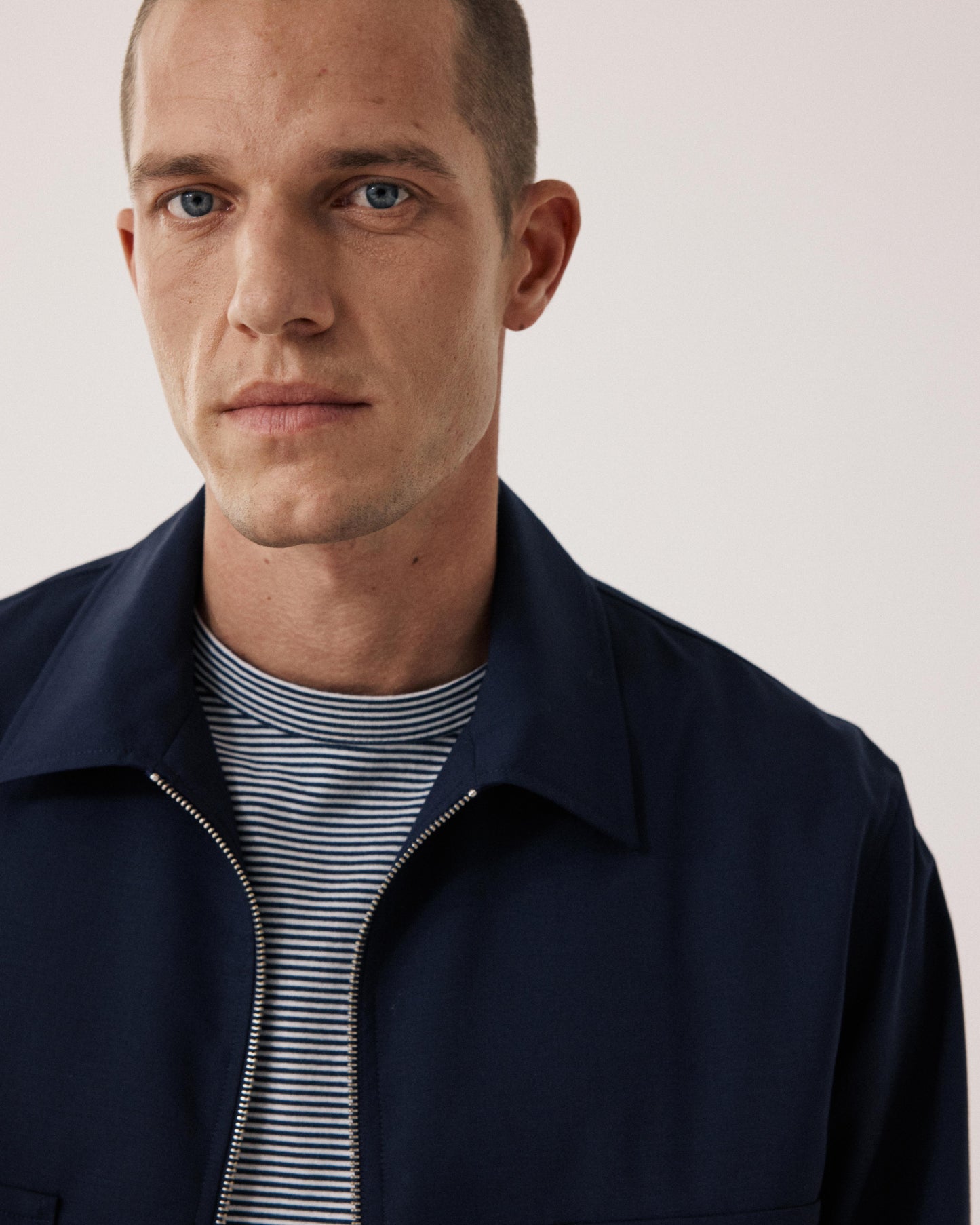 Blouson Homme en Laine & Coton Bleu Marine Dickson BF46120-01