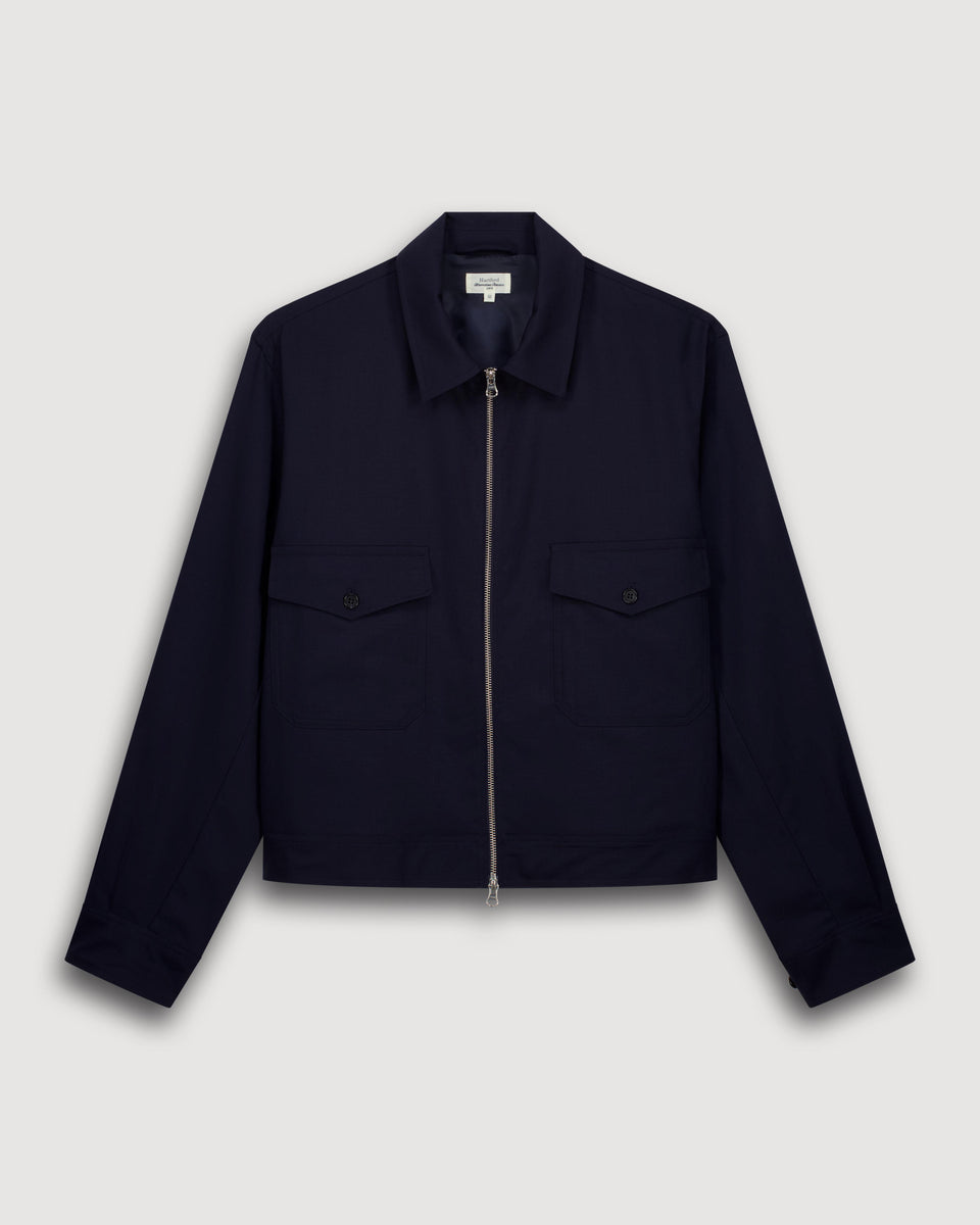 Blouson Homme en Laine & Coton Bleu Marine Dickson - Image 3