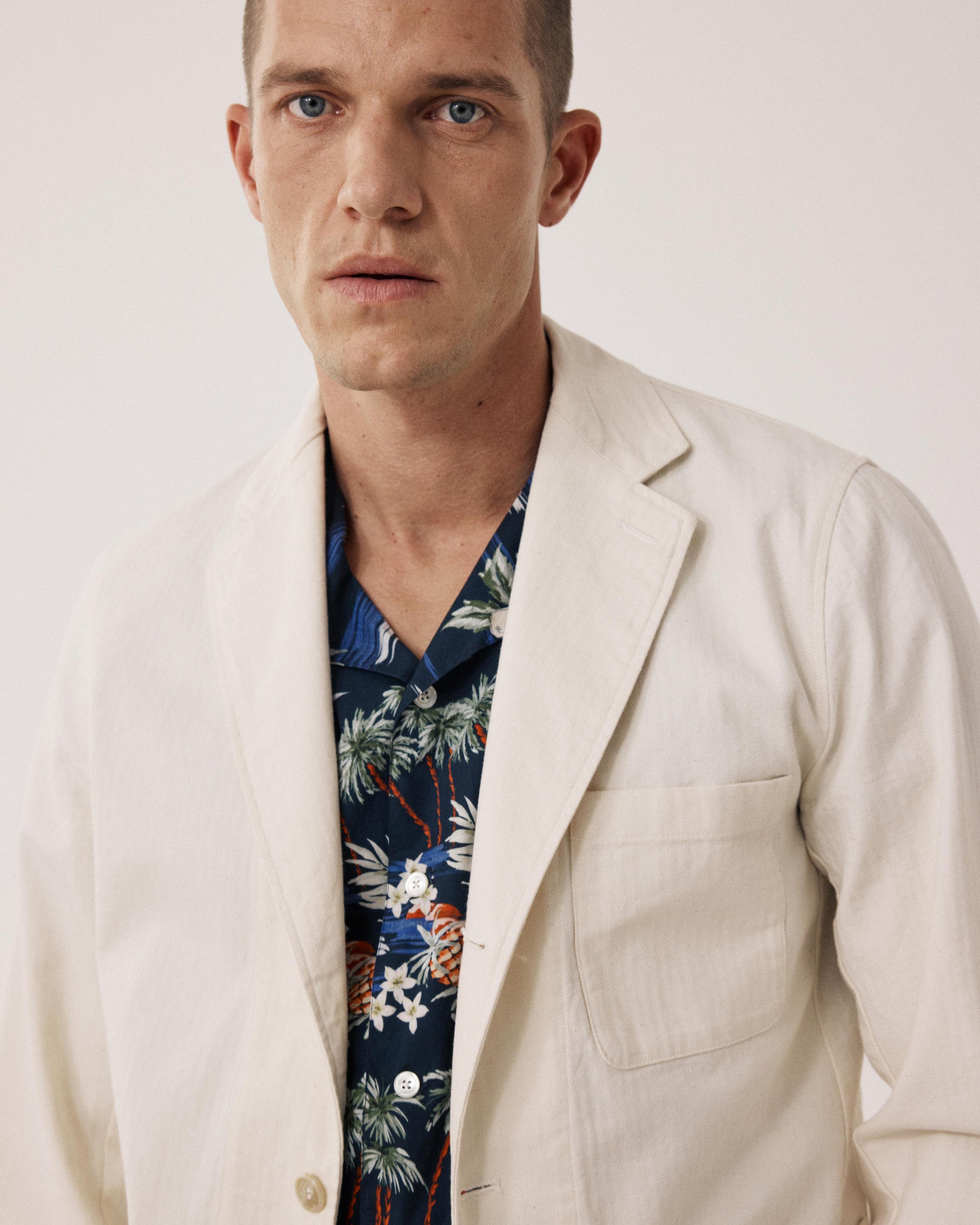Men's Ecru Herringbone Cotton Jacket Jules BF49110-01